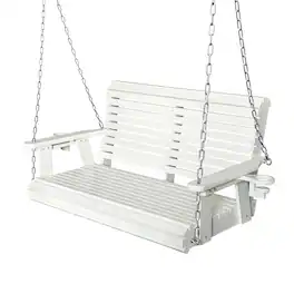 Fortune Candy - HDPE Porch Swing with Ergonomic Design, Ultra Weather-Resistant, Heavy Duty 1200 LBS, for Outdoor Patio Garden Yard - White
