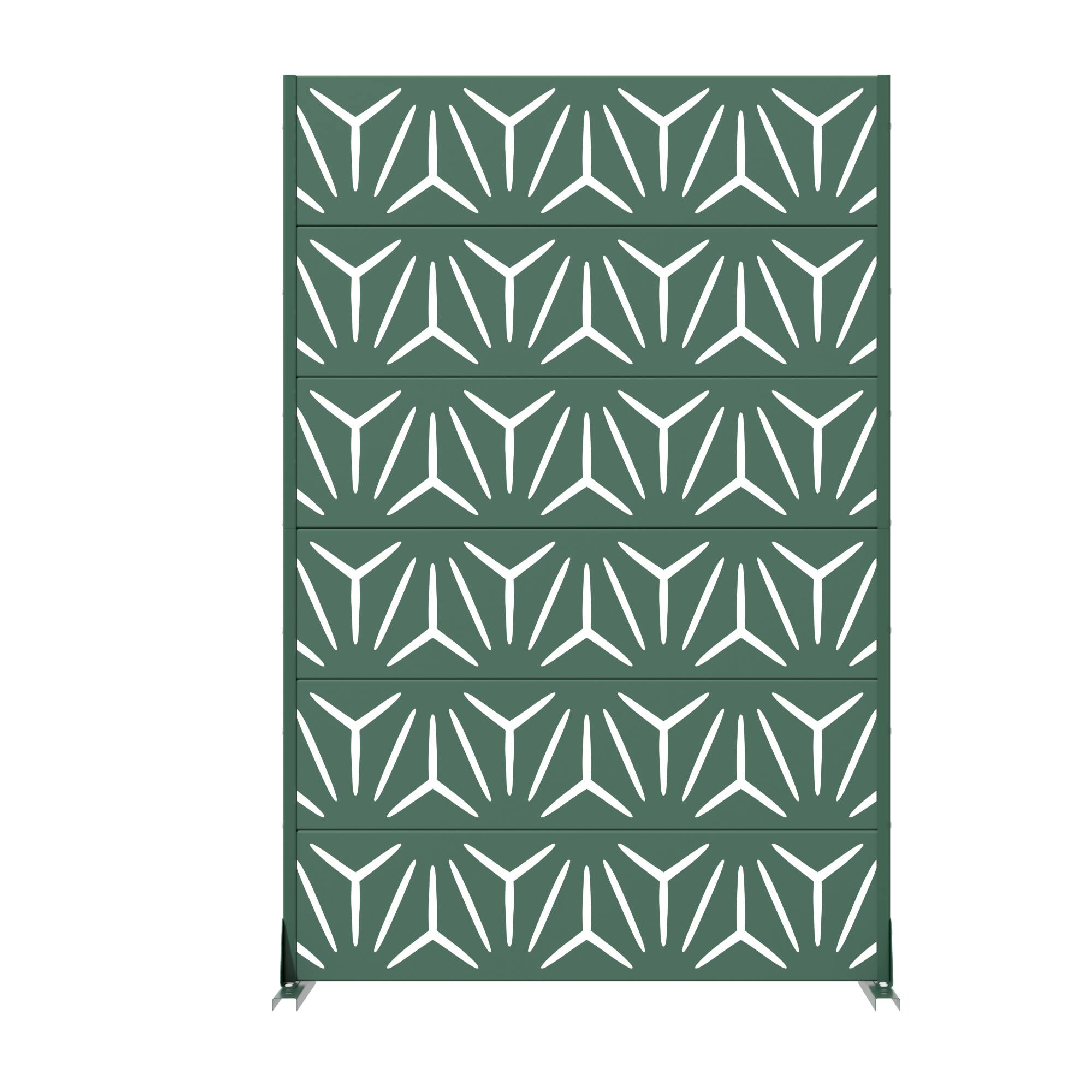 Alt View 3. PexFix - Outdoor Privacy Screen Freestanding Metal Privacy Divider with Geometric Cutouts All-Weather Decorative Screen - Dark Green.