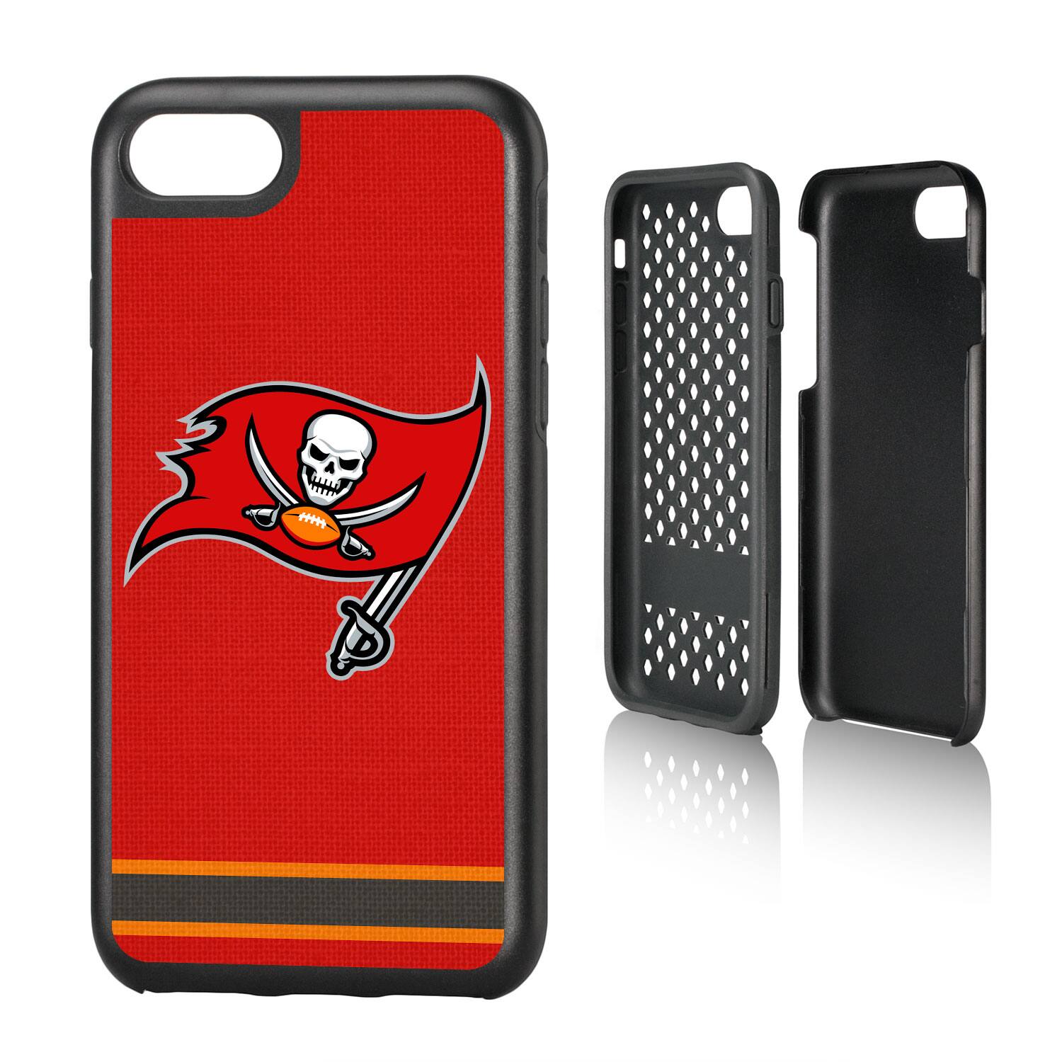 Alt View 3. Keyscaper - Tampa Bay Buccaneers iPhone Rugged Stripe Design Case - 14 Plus - Multicolor.