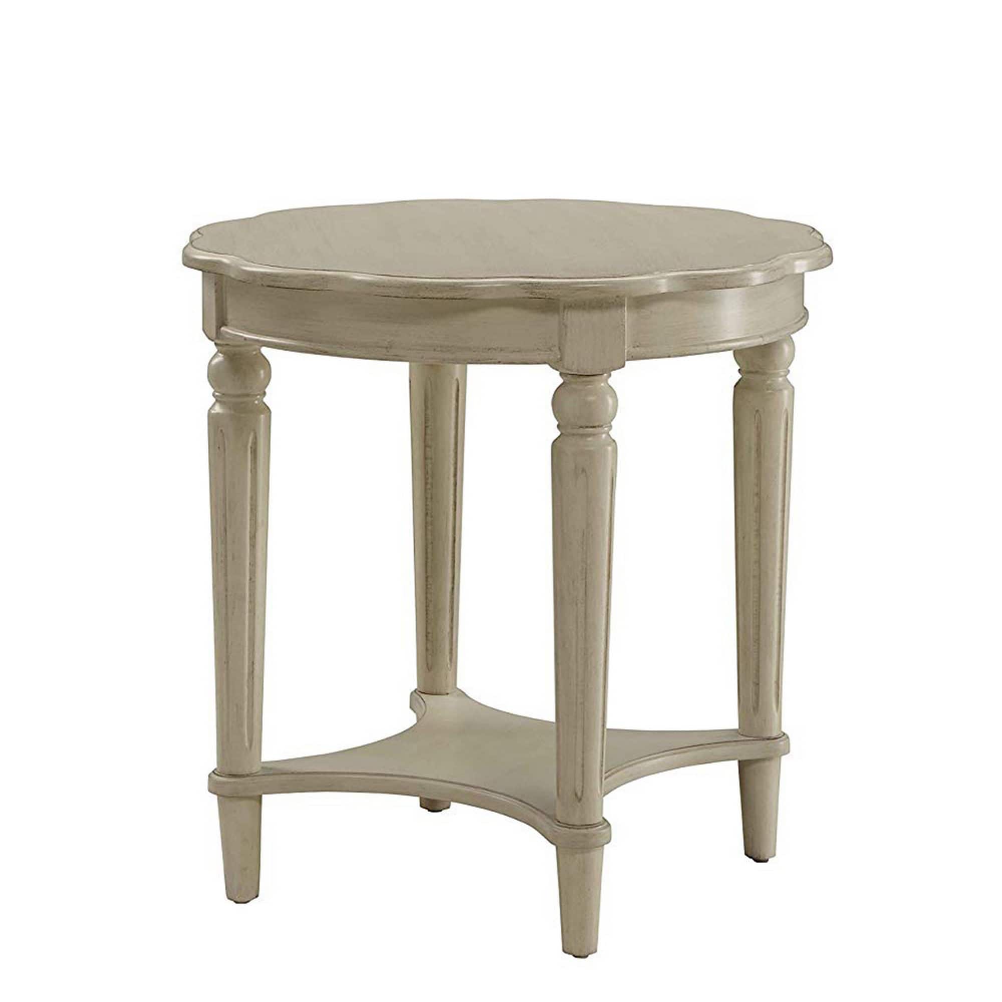 Manhattan Lane - Fordon Round End Table, Scalloped Top - Antique White