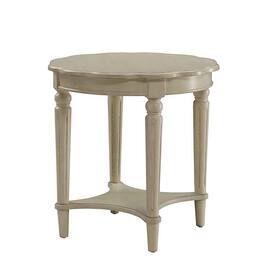 Manhattan Lane - Fordon Round End Table, Scalloped Top - Antique White