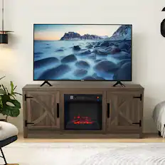 Front. Ihomeadore - 58" Farmhouse Electric Fireplace TV Stand for TV up to 65" - Brown.