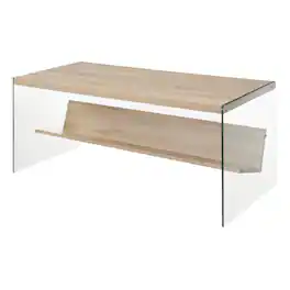 Convenience Concepts - SoHo Glass Coffee Table with Shelf - Weathered White/Glass
