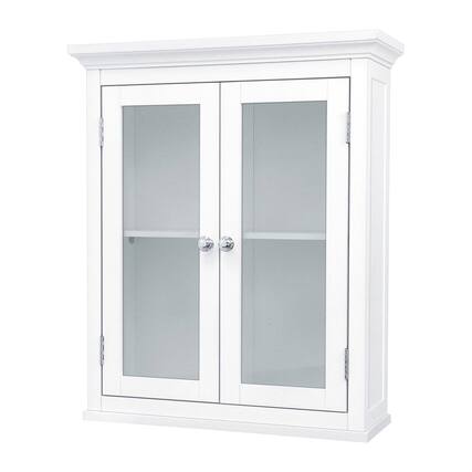 Front. Hivvago - Classic 2-Door Bathroom Wall Cabinet in White Finish - White.