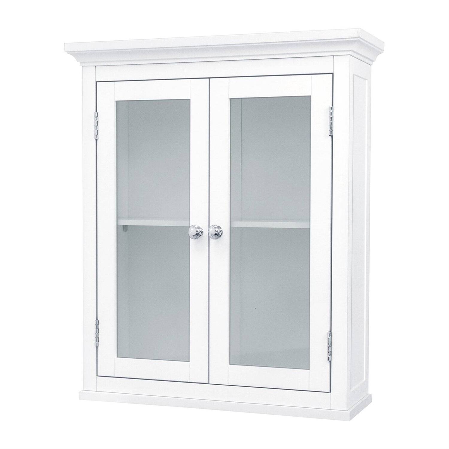 Front. Hivvago - Classic 2-Door Bathroom Wall Cabinet in White Finish - White.