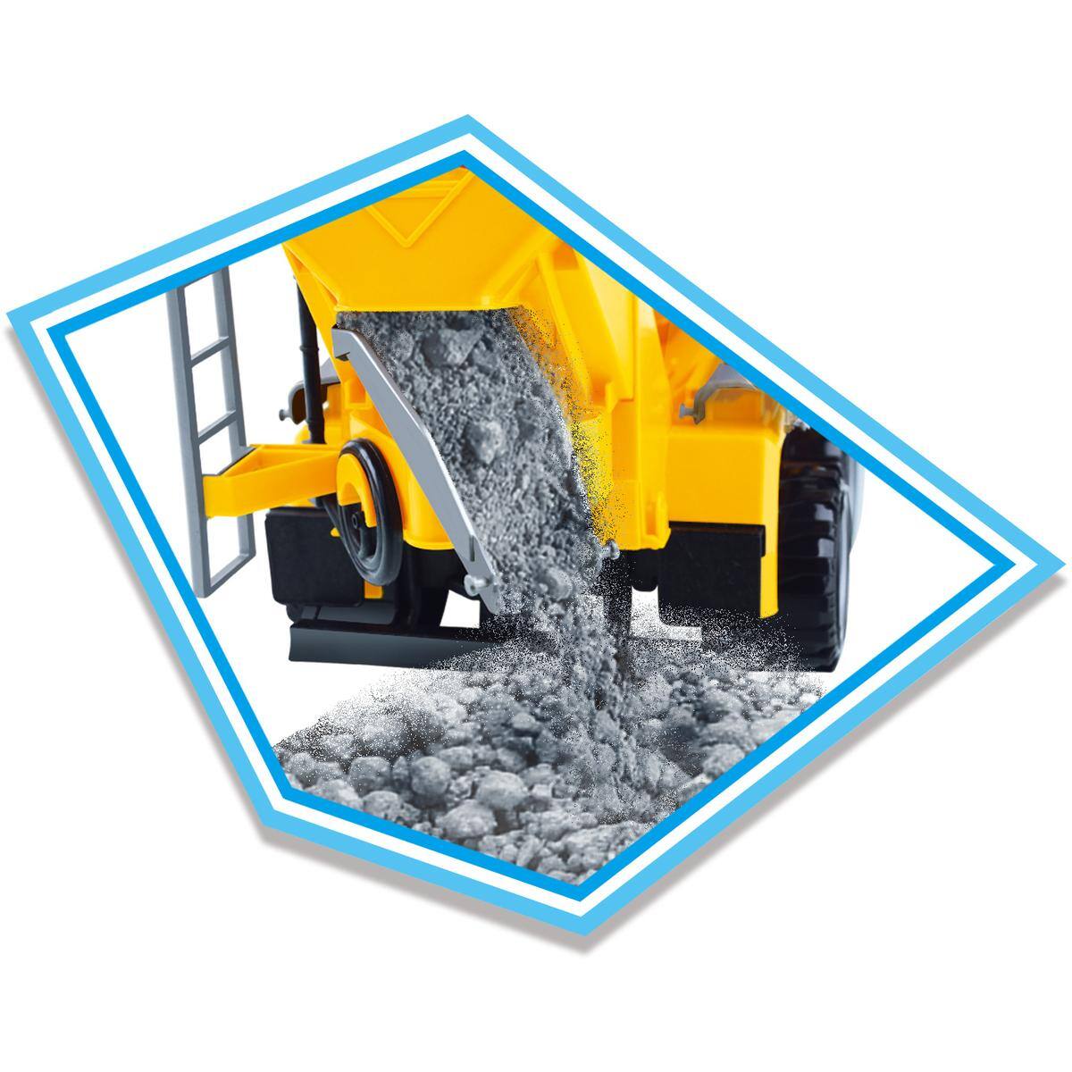 Angle. JuzToys - Kids Toys Cars 14" Realistic Cement Mixer Truck, Construction Truck Toys with 360° Rotating Mixer for Kids Yellow - Yellow.