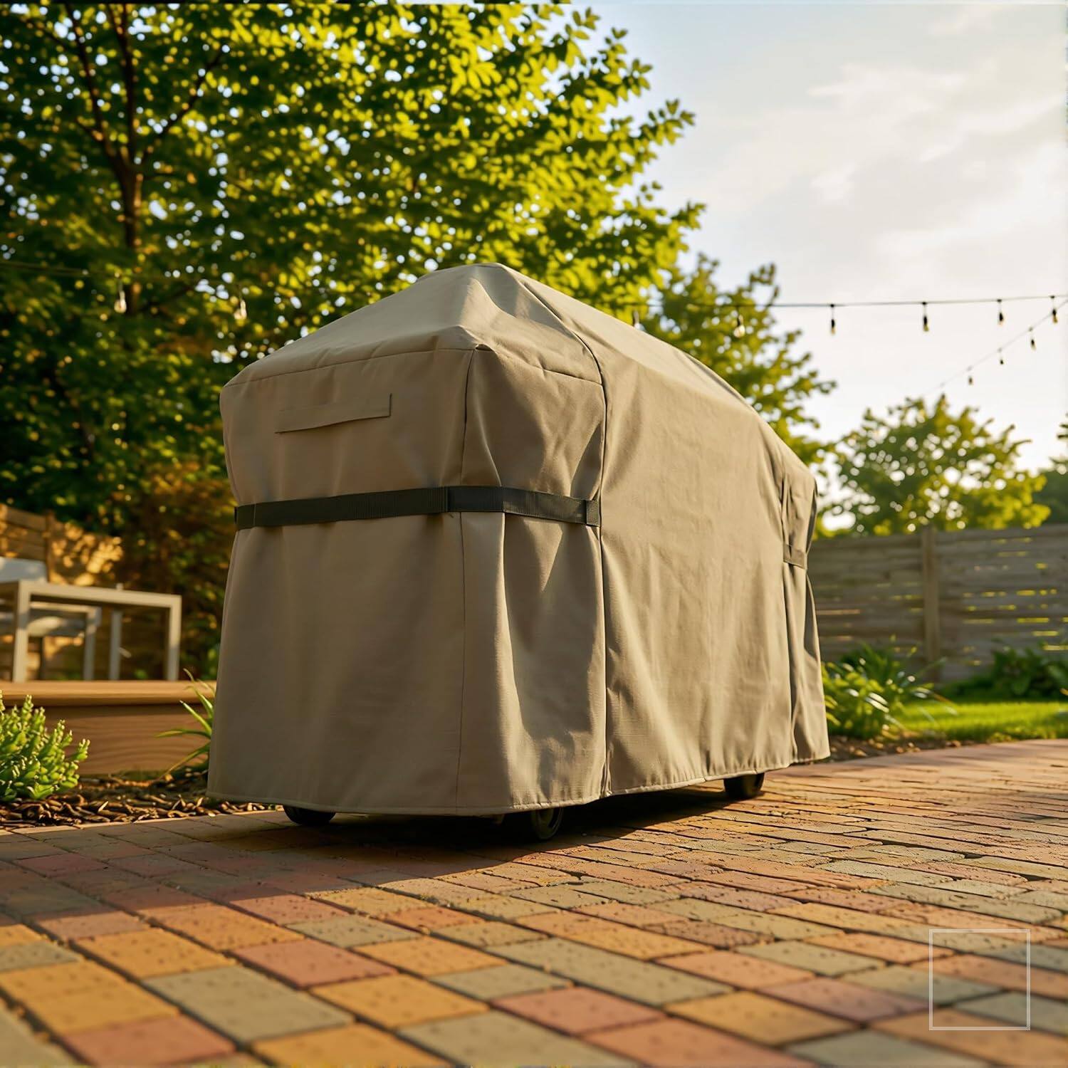 Alt View 4. KHOMO GEAR - Grill Cover 64 Inch Waterproof, Heavy Duty BBQ Gas Grill Cover with Air Vents and Tool Pocket - 64"W x 24"D x 44"H - Brown.