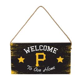 Evergreen Enterprises - Pittsburgh Pirates 6" x 11" Welcome Home Wood Wall Sign with Rope Hanger - Multicolor