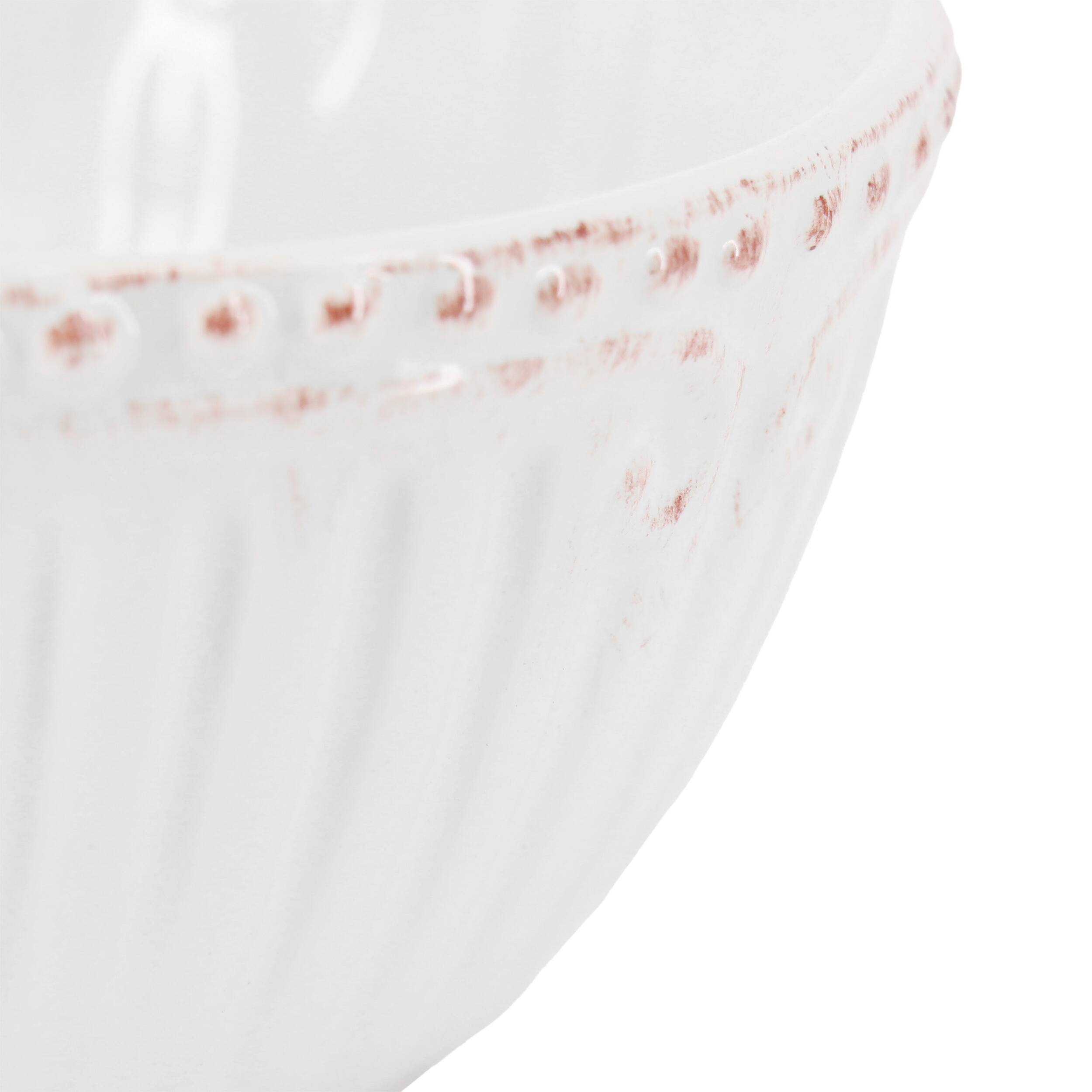 Alt View 3. Gibson - Modern Southern Home Capri 6 Piece 6 Inch Stoneware Embossed Cereal Bowl Set in White - White.