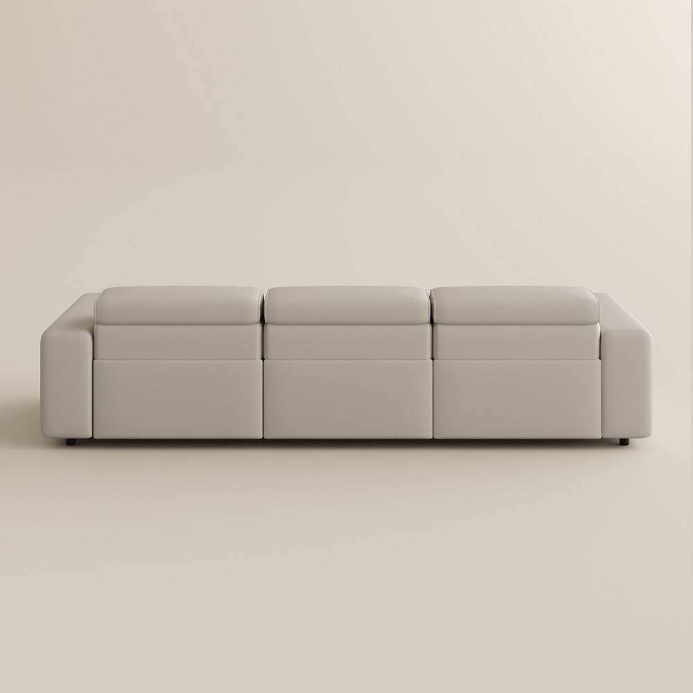 Alt View 10. POVISON - 109" Modern Power Recliner Sofa  2 Deep Seat 90°-145° Recline, USB& USB-C Charging, Pet-friendly Couches, Black - Beige Sustainable Leather.
