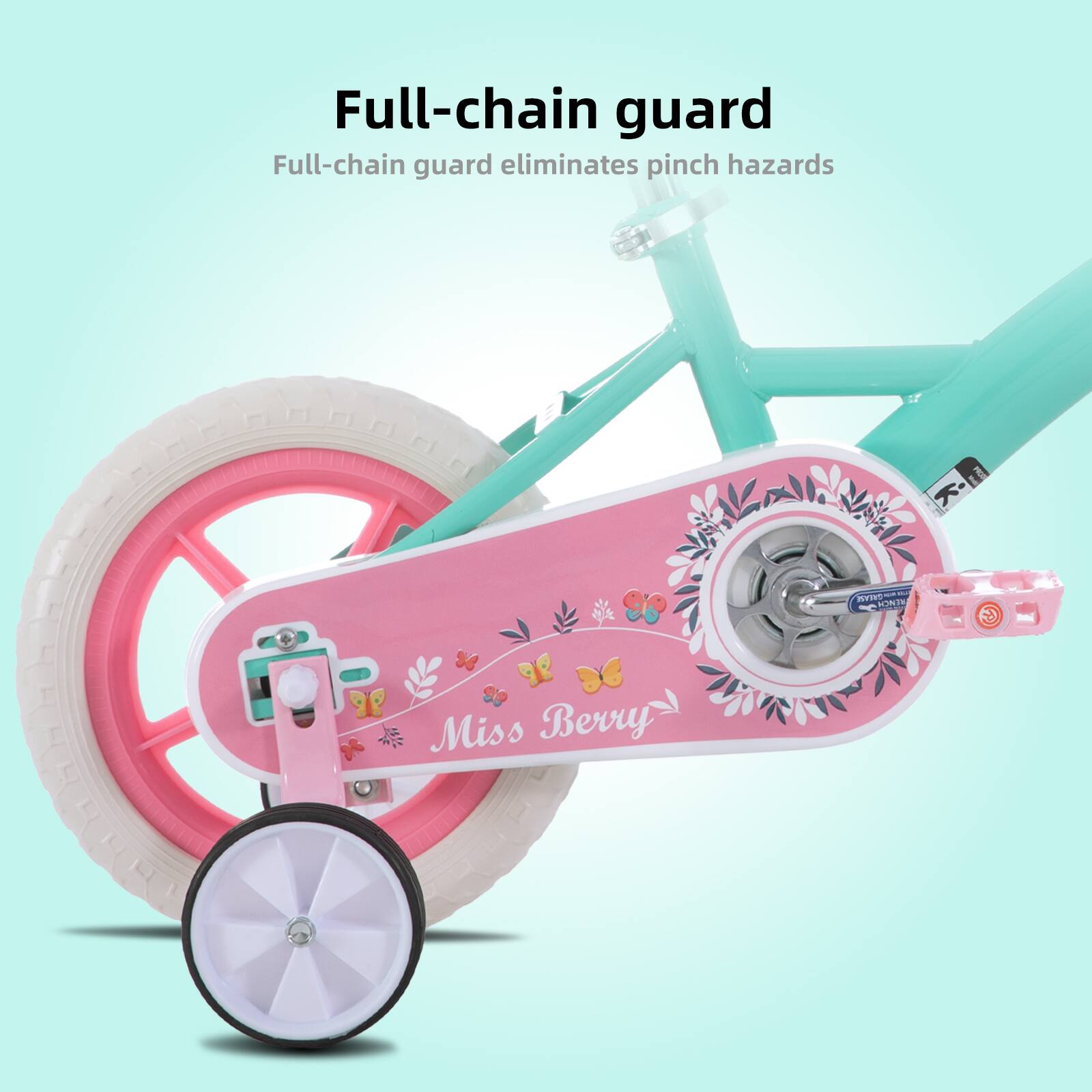 Full-chain guard  
Full-chain guard eliminates pinch hazards  

T A MINTY 98 98  
Miss Berry