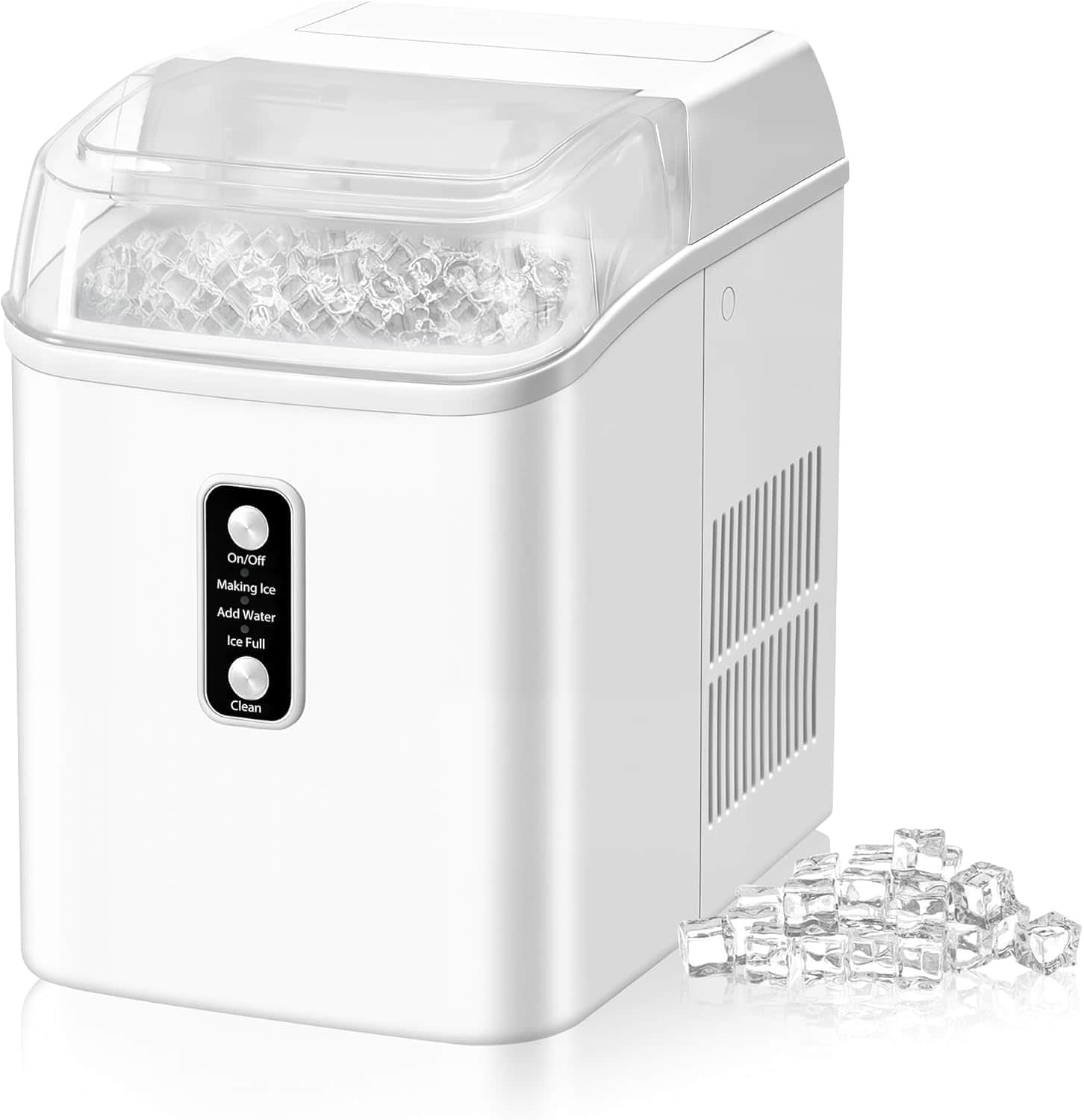 Sweet - Nugget Ice Maker Countertop Ready in 6 Mins, 1.55L Water Tank, Self-Cleaning - White
