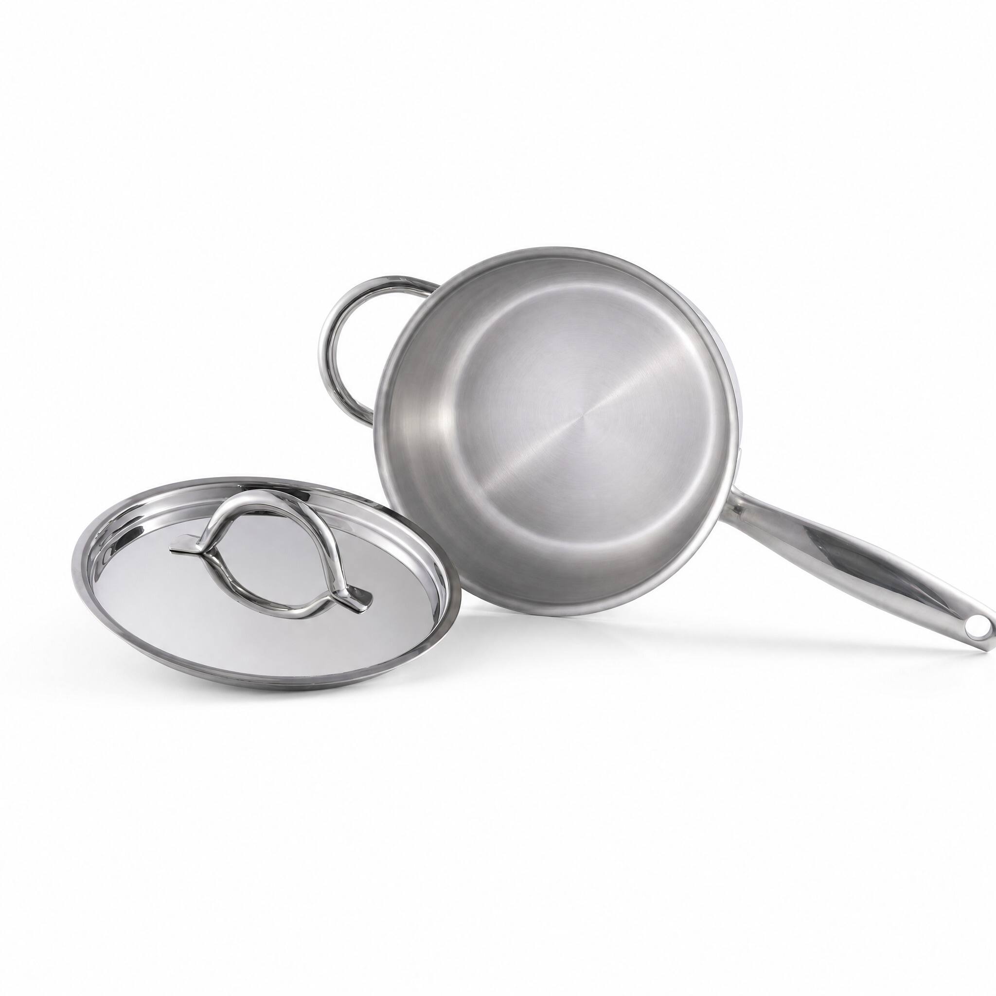 Alt View 4. Fortune Candy - 3.5 Qt Stainless Steel Sauce Pan with Lid, 304 Stainless Steel Cooking Pot, Gas & Electric Stovetop Compatible - Silver.