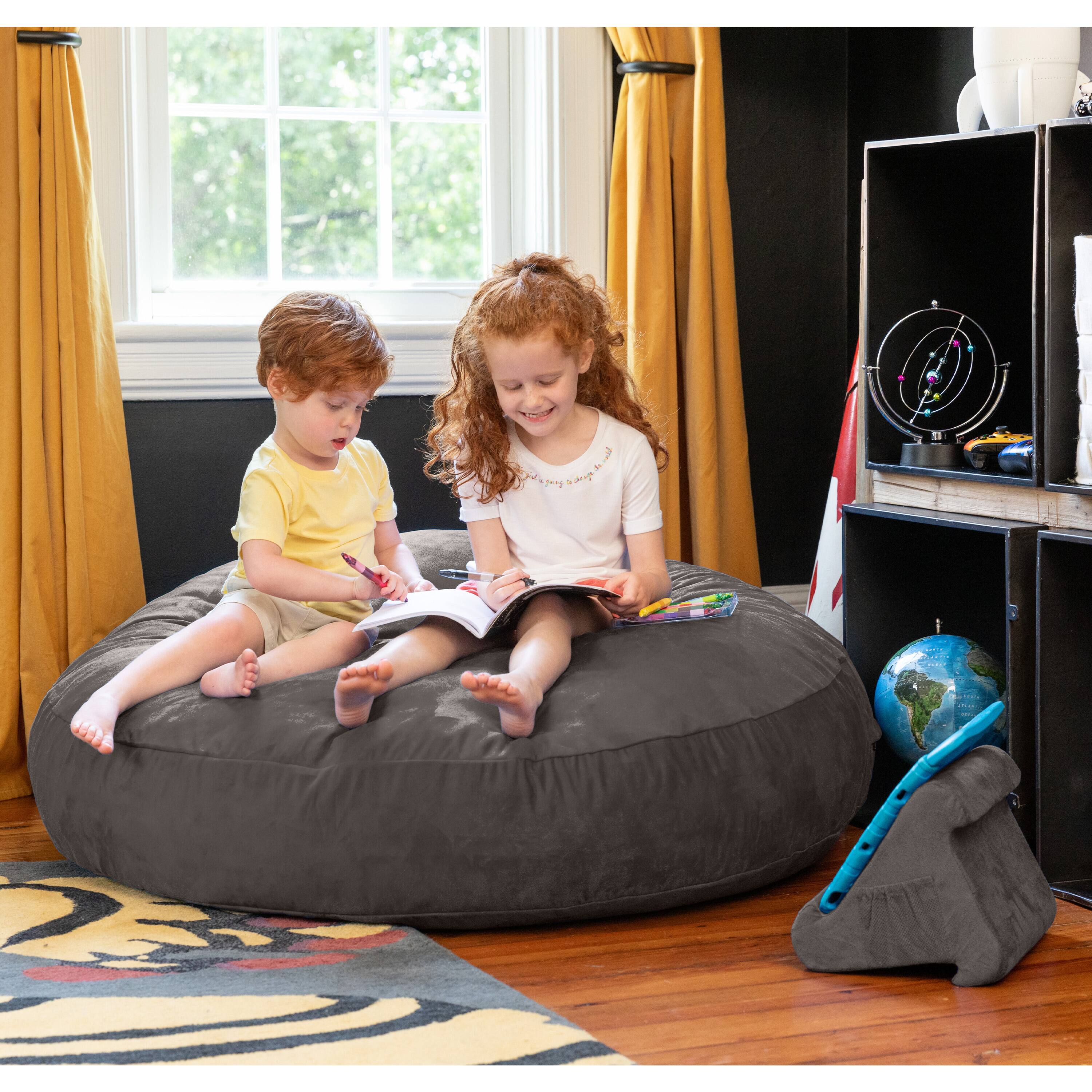 Left. Jaxx - Jaxx Cocoon 4 Foot Bean Bag Chair and Crash Pad, Charcoal - Charcoal.