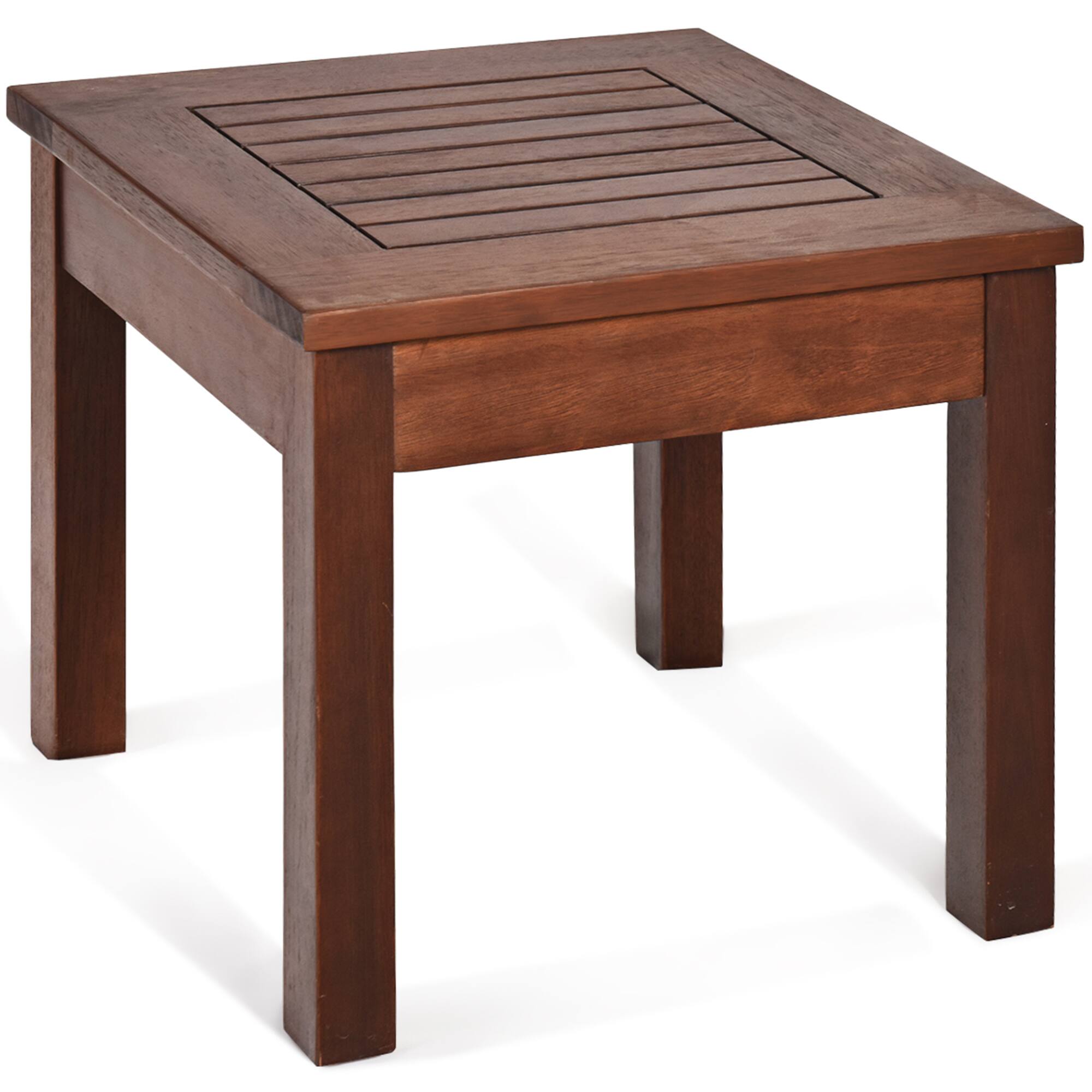 Alt View 9. Costway - Costway 3PCS  Patio Rattan Furniture Set  Solid Eucalyptus Wood Frame Bistro Set with Coffee Table - Brown.