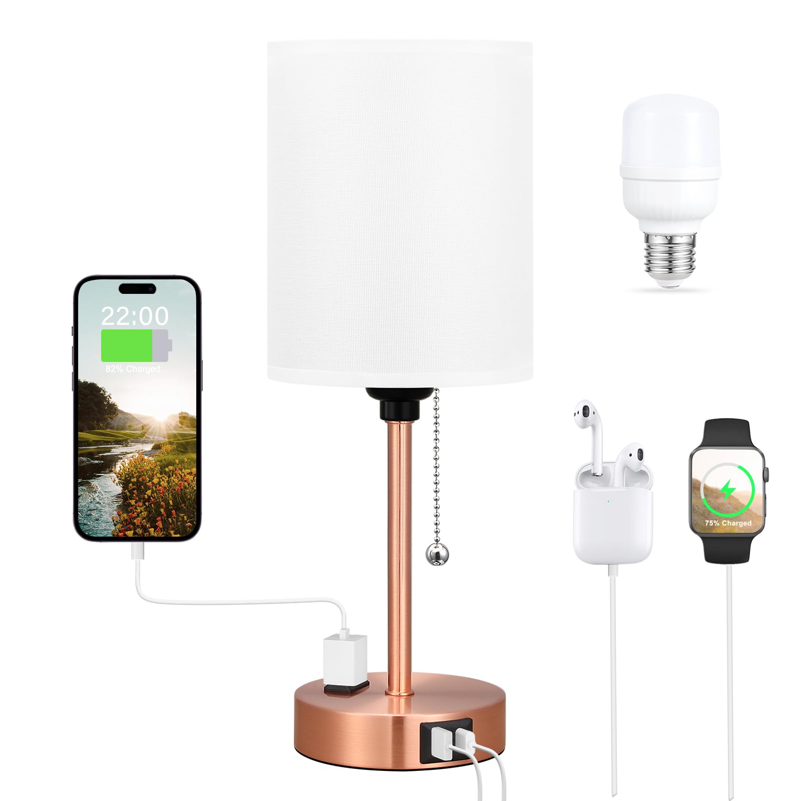 White - Brass 14.6in