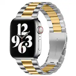StrapsCo - Flat-Link Everyday Bracelet Stainless Steel Watch Band Strap For Apple Watch - 40mm/41mm/42mm - Silver & Gold
