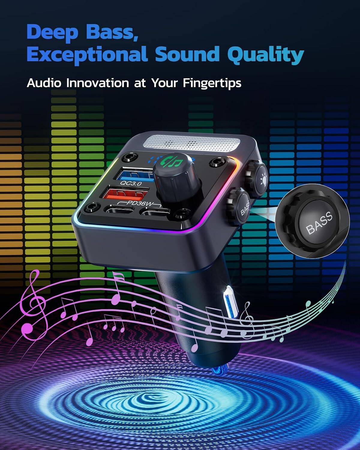 Deep Bass, Exceptional Sound Quality  
Audio Innovation at Your Fingertips  

QC3.0  
PD36W  
BASS  
BASS