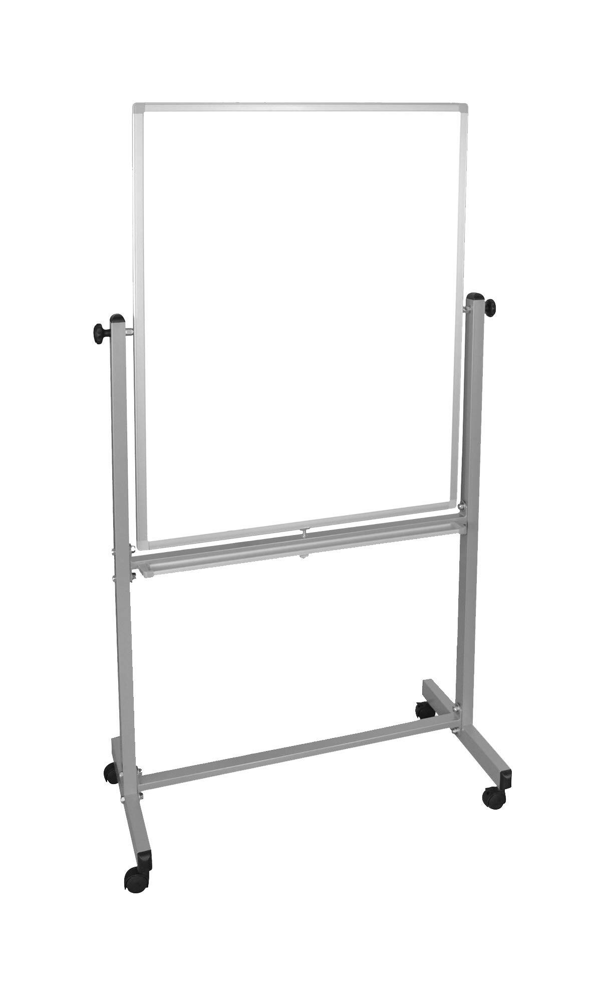 Front. Luxor - Mobile Magnetic Whiteboard, 36" x 68", White Surface, Satin Aluminum Frame.