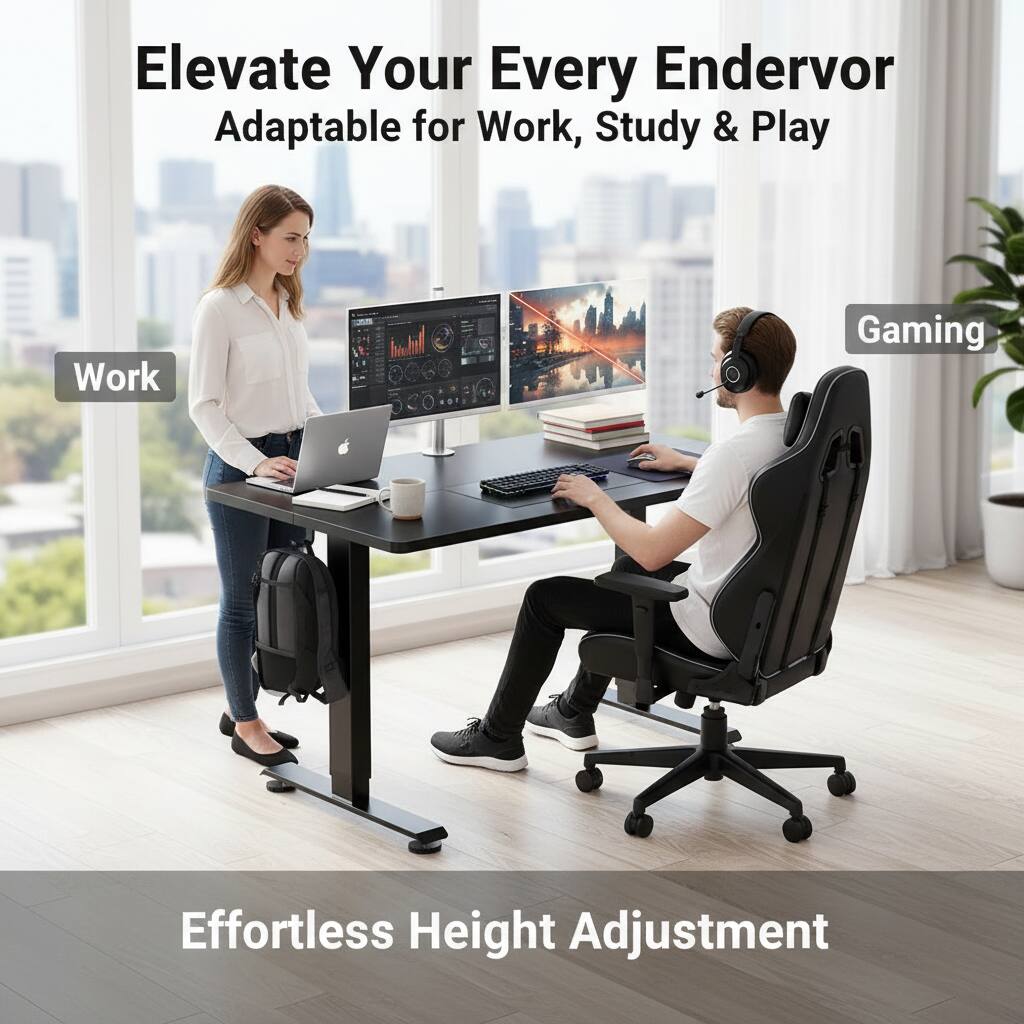 Elevate Your Every Endeavor  
Adaptable for Work, Study & Play  

Work  
Gaming  

Effortless Height Adjustment
