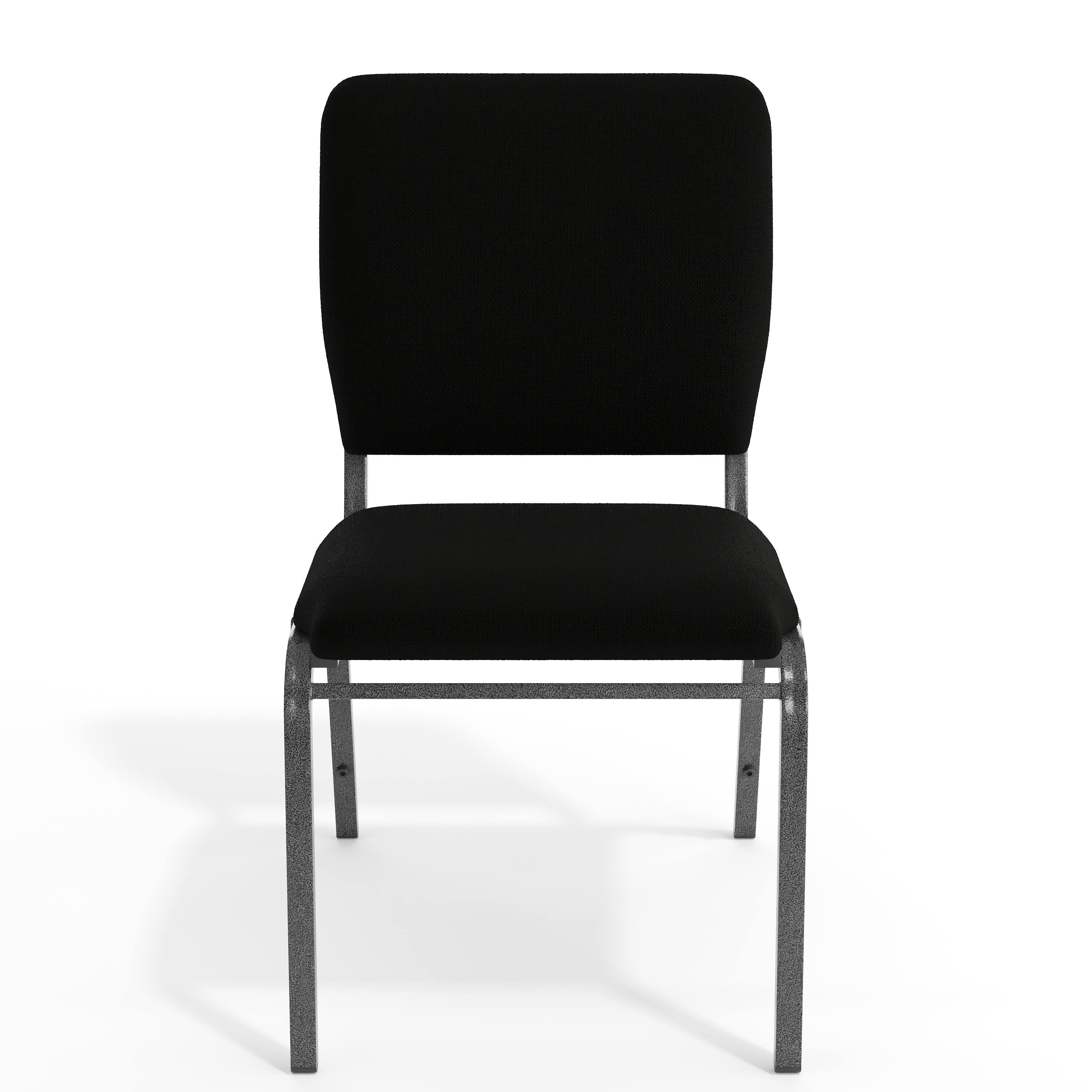 Alt View 9. Emma + Oliver - Multipurpose Church Chairs - 18.5 in. Wide - Black Fabric/Silver Vein Frame.