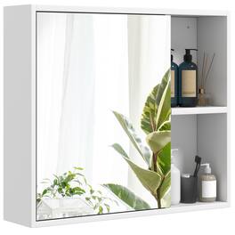 Gymax - Bathroom Medicine Cabinet Wall Mounted Storage Organizer w/ Single Mirror Door - White