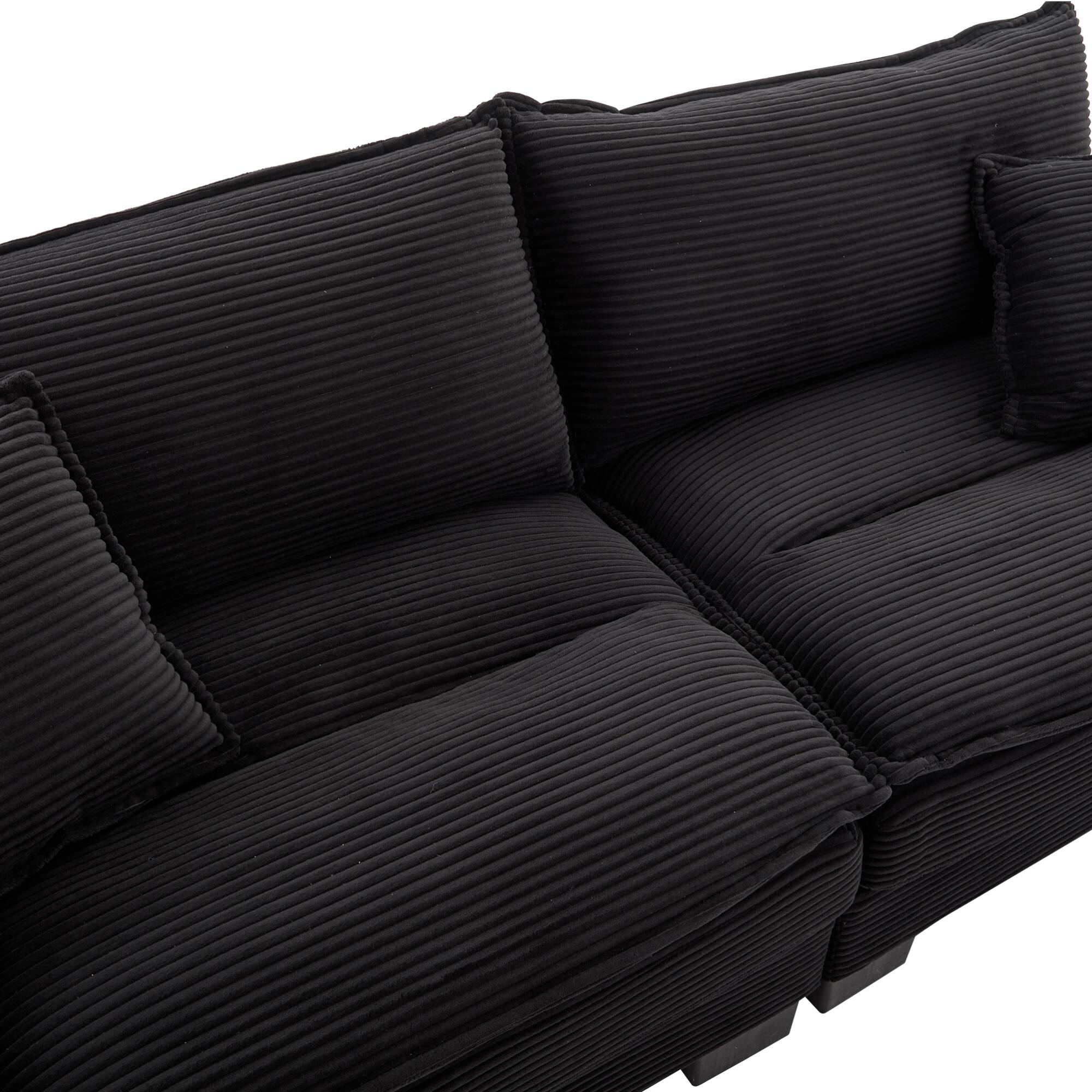 Alt View 6. GOODSILO - Plush Corduroy Convertible Sofa Bed | Deep-Seating Sleeper with Accent Pillows for Home & Office - Black.