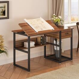 Tribesigns - Office Drafting Table, For Drawing, Creative Projects and Everyday Work in a Home Studio - Brown