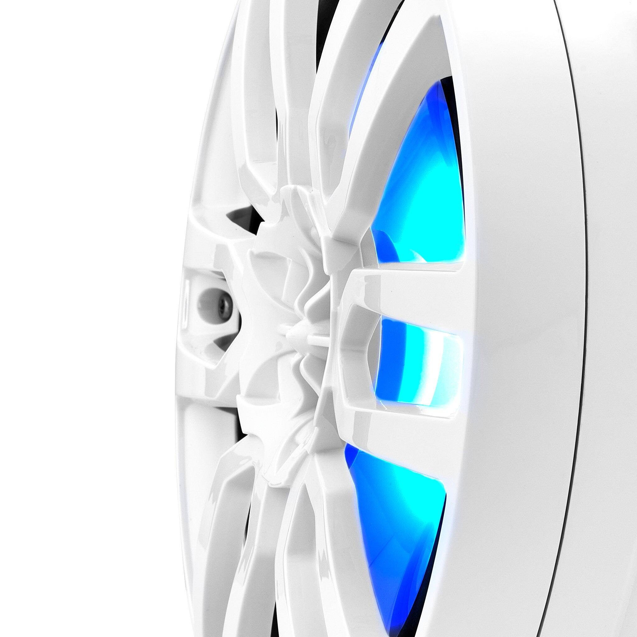 Left. DS18 Audio - NXL-PS 8" Loudspeaker with RGB LED Lights and Grille (Pair), 125W RMS 4-Ohm - White.