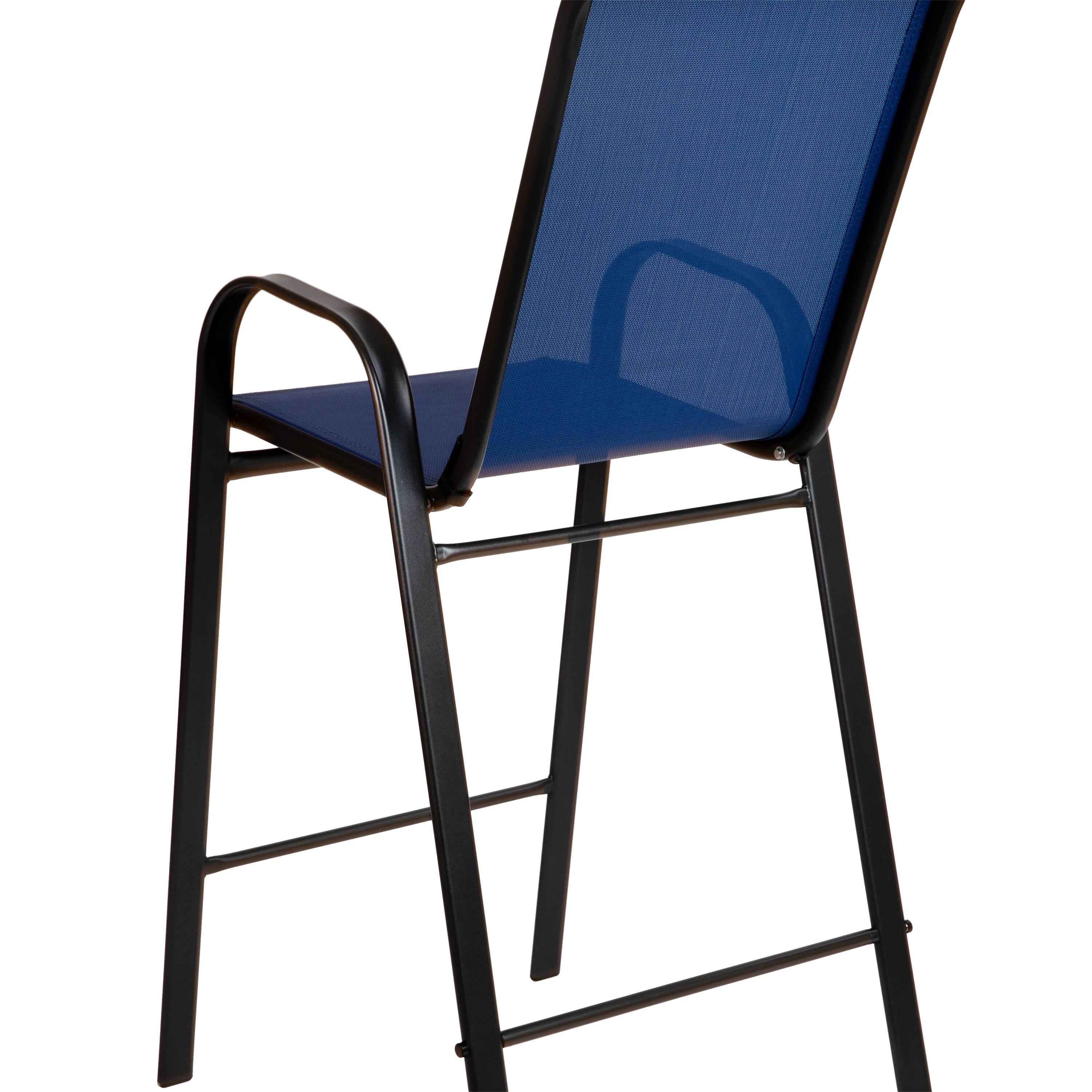 Alt View 10. Emma + Oliver - 4 Pack Outdoor Barstools with Flex Comfort Material-Patio Stool - Navy.