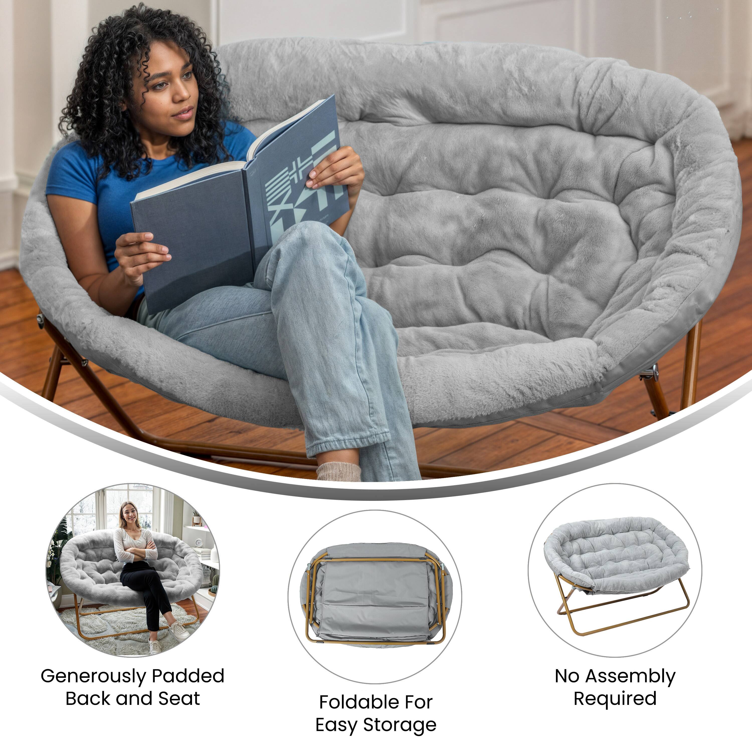 Generously Padded Back and Seat  
Foldable For Easy Storage  
No Assembly Required