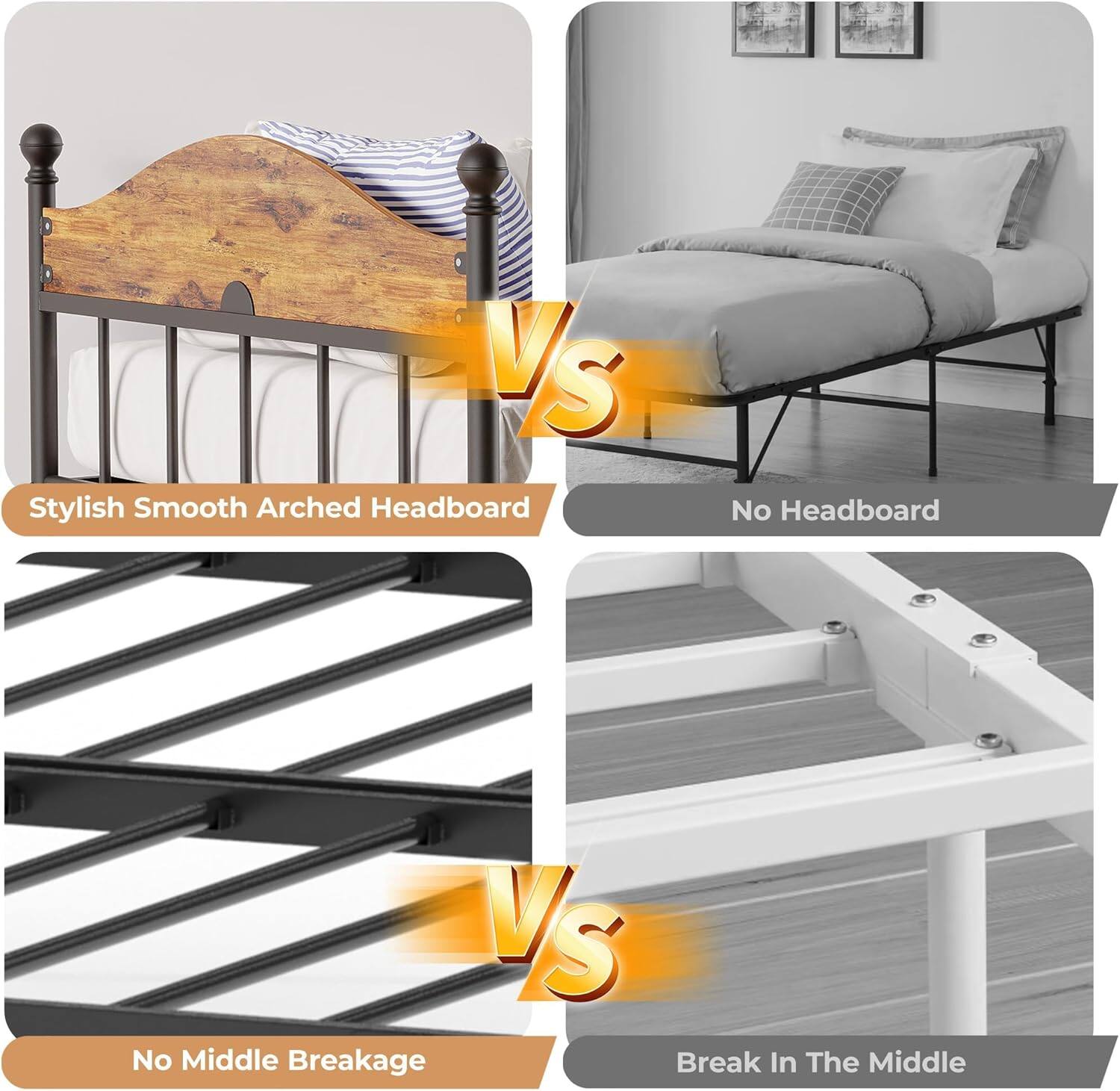 Stylish Smooth Arched Headboard vs No Headboard

No Middle Breakage vs Break In The Middle