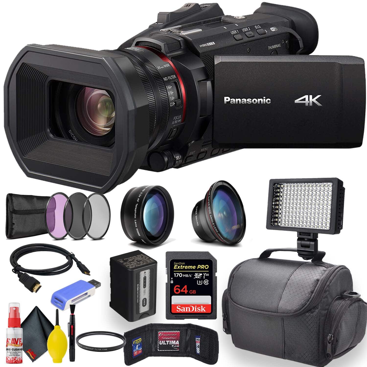 Panasonic - HC-X1500 4K Professional Camcorder W/ 24x Optical Zoom Advanced Bundle