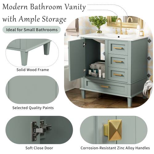 Modern Bathroom Vanity with Ample Storage  
Ideal for Small Bathrooms  

- Solid Wood Frame  
- Selected Quality Paints  
- Soft Close Door  
- Corrosion-Resistant Zinc Alloy Handles