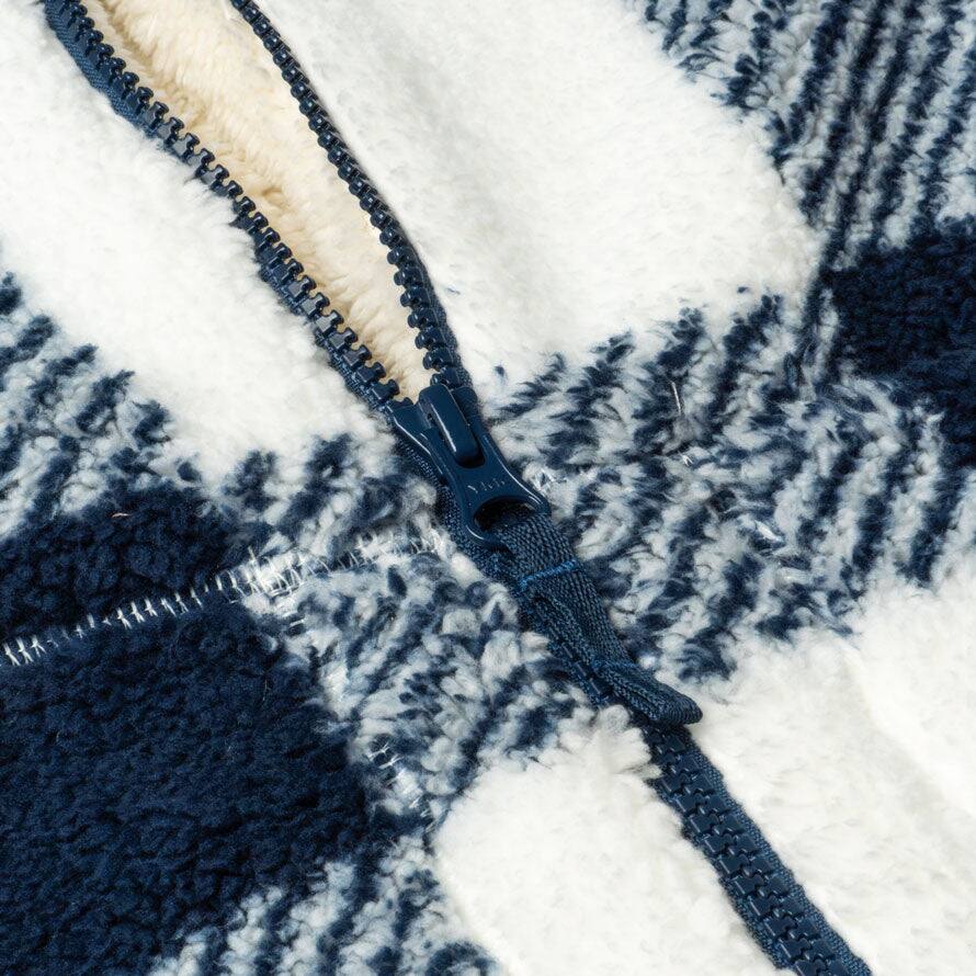 Alt View 7. Mobile Warming - Women's Upland Sherpa Printed Heated Long Jacket - Blue Plaid.