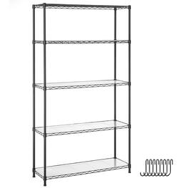Songmics Home - 5-Tier Storage Shelves, Wire Shelving Unit, Kitchen Metal Shelves, Storage Rack with Adjustable Shelves, Shelf Liners - Black
