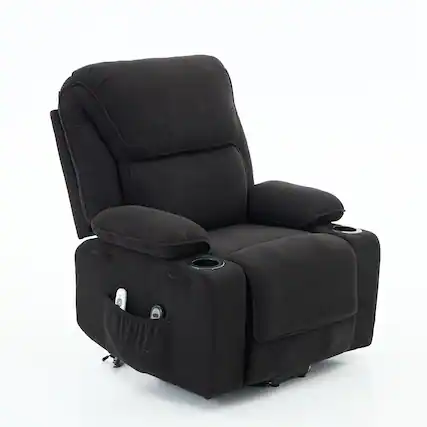 Front. GOODSILO - Remote-Controlled Power Lift Recliner Chair with Heating and Massage for Elderly and Seniors - Black.