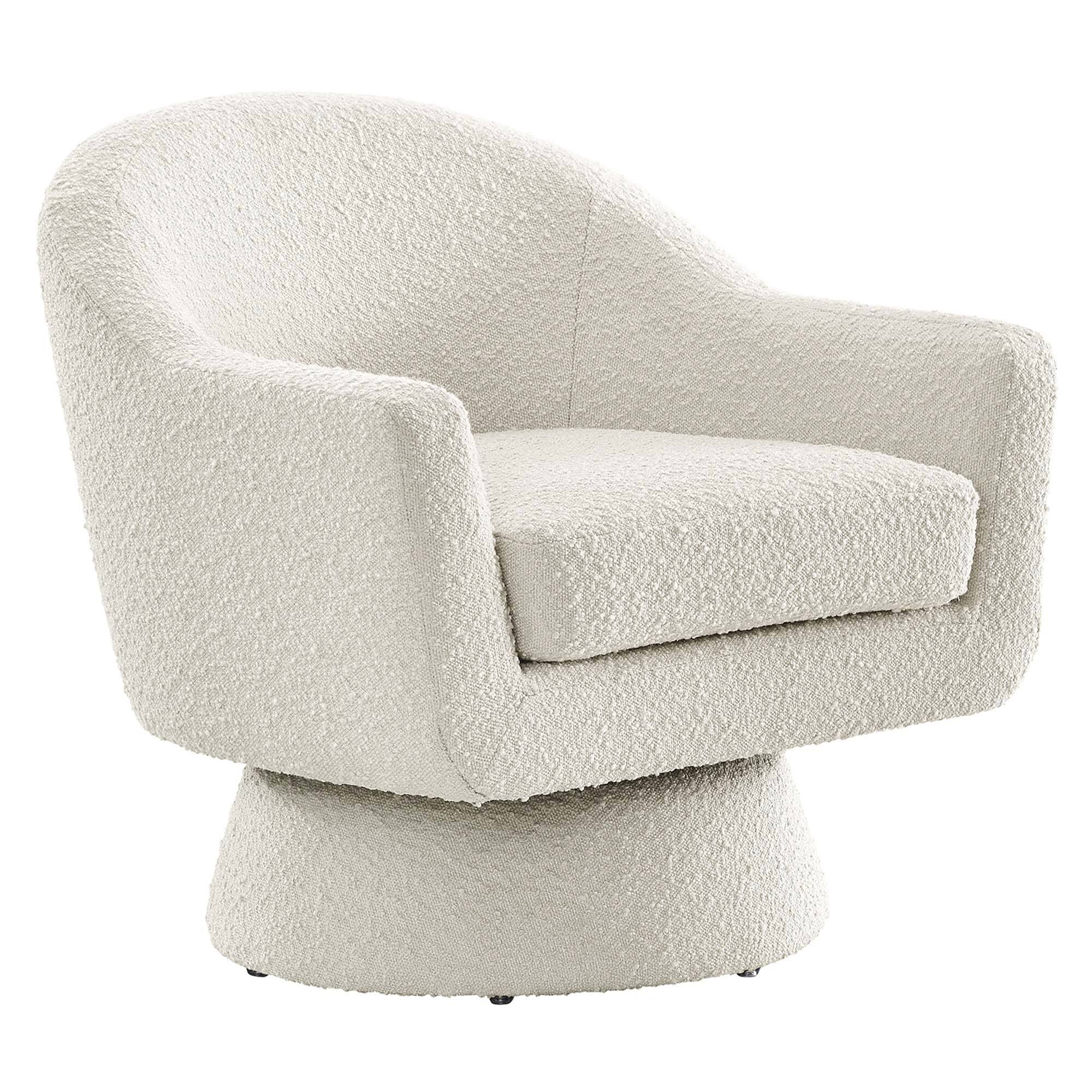 Angle. Modway - Astral Boucle Fabric Swivel Chair by Modway - Ivory.