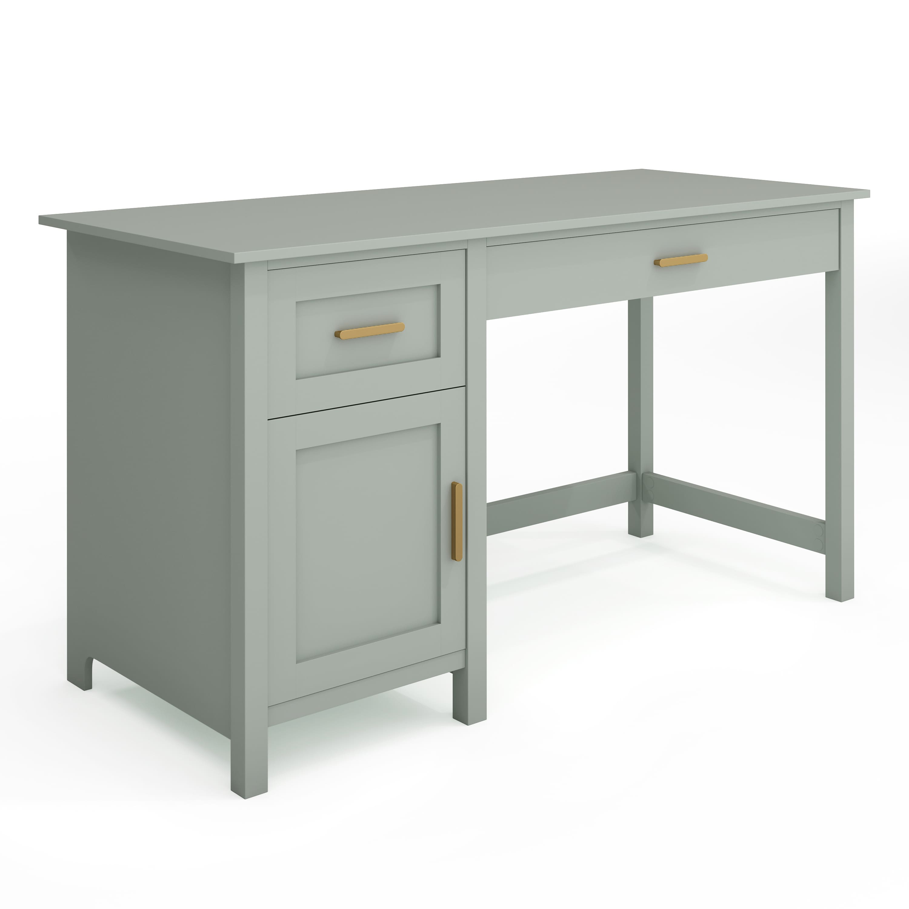 Photos - Office Desk Martha Stewart  Hutton Shaker Style Home  with Storage - Sage Frame/Polished Brass Hardware 