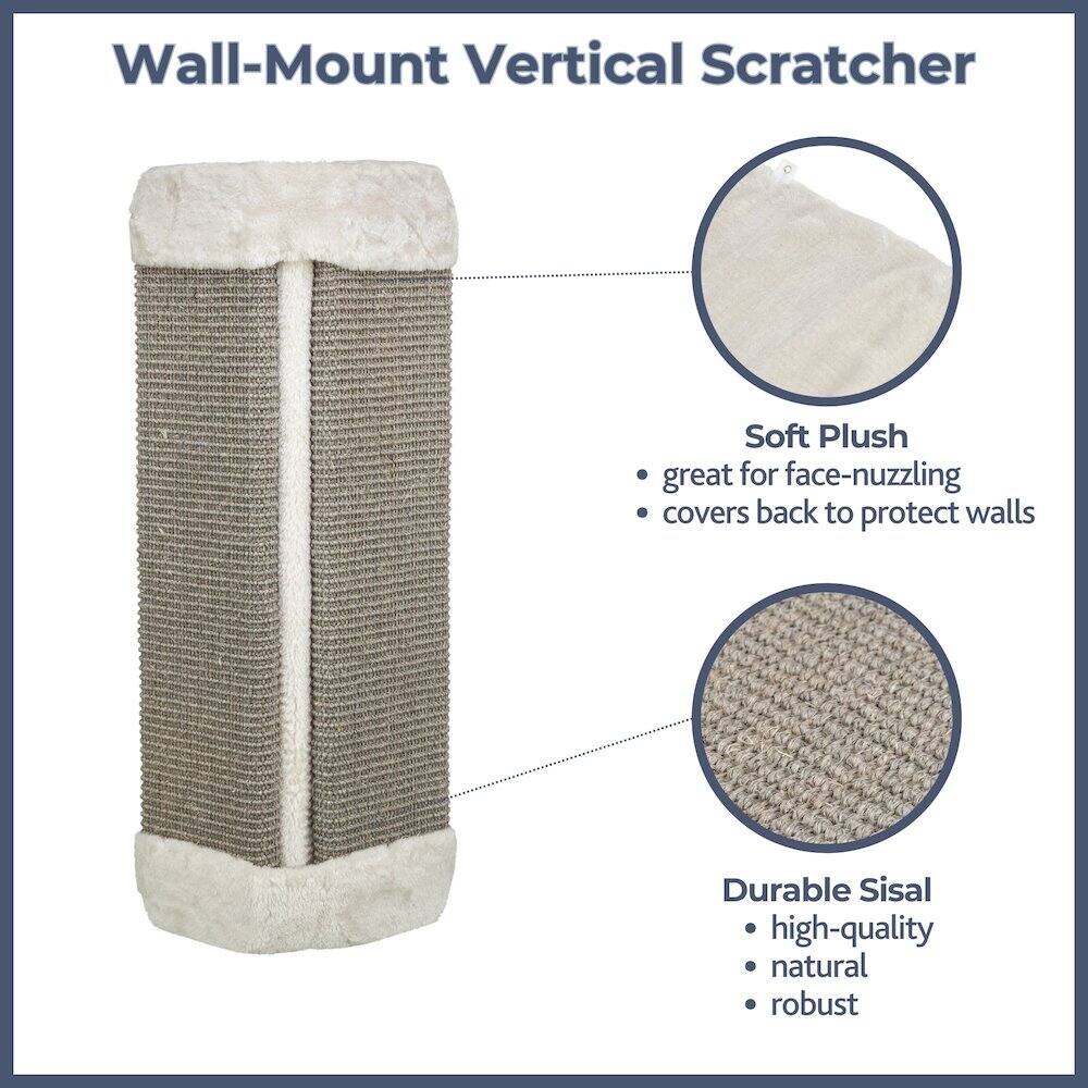 Wall-Mount Vertical Scratcher

Soft Plush
- great for face-nuzzling
- covers back to protect walls

Durable Sisal
- high-quality
- natural
- robust