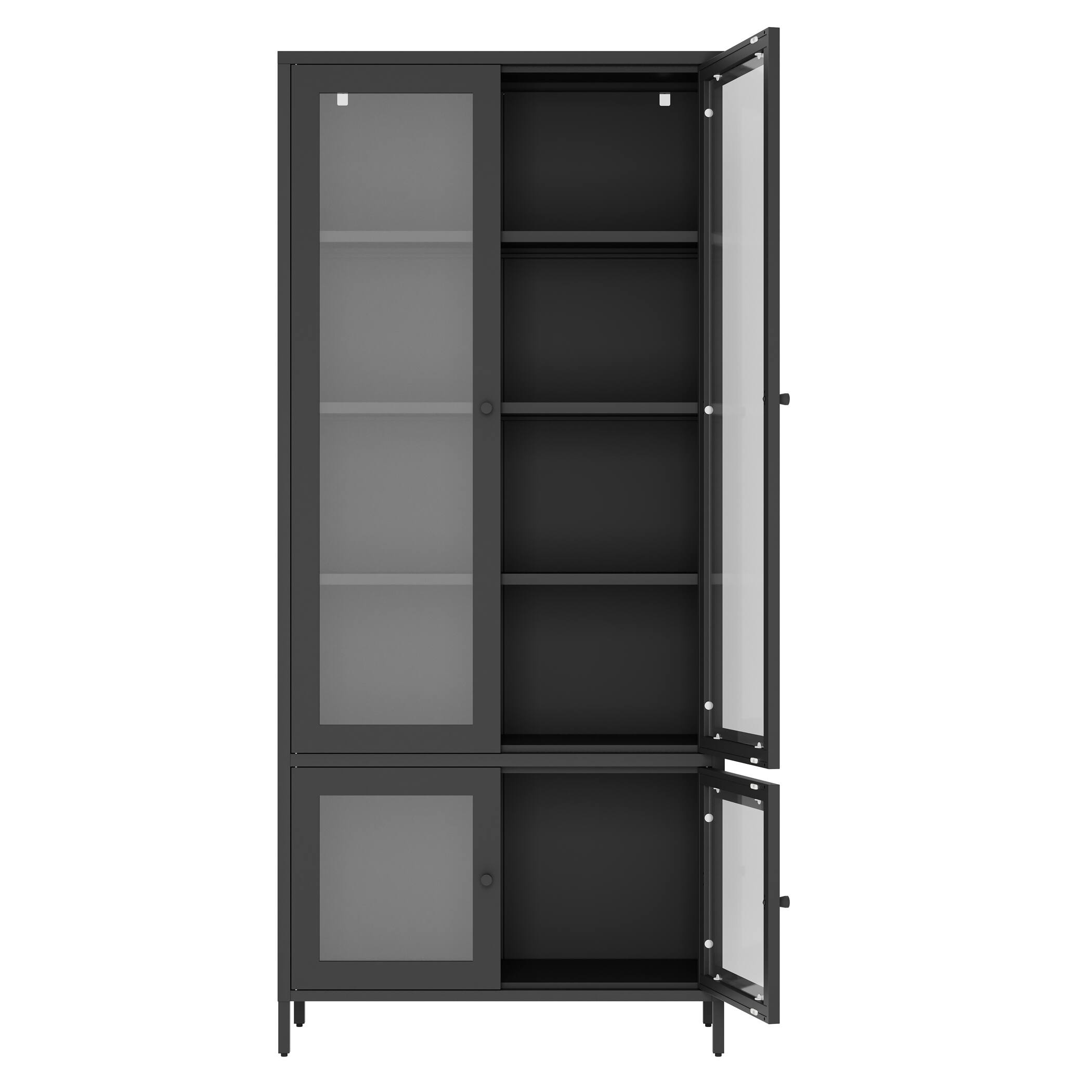 Alt View 7. GOODSILO - Large Metal & Glass Display Cabinet - 5-Shelf Storage Bookcase - Black.