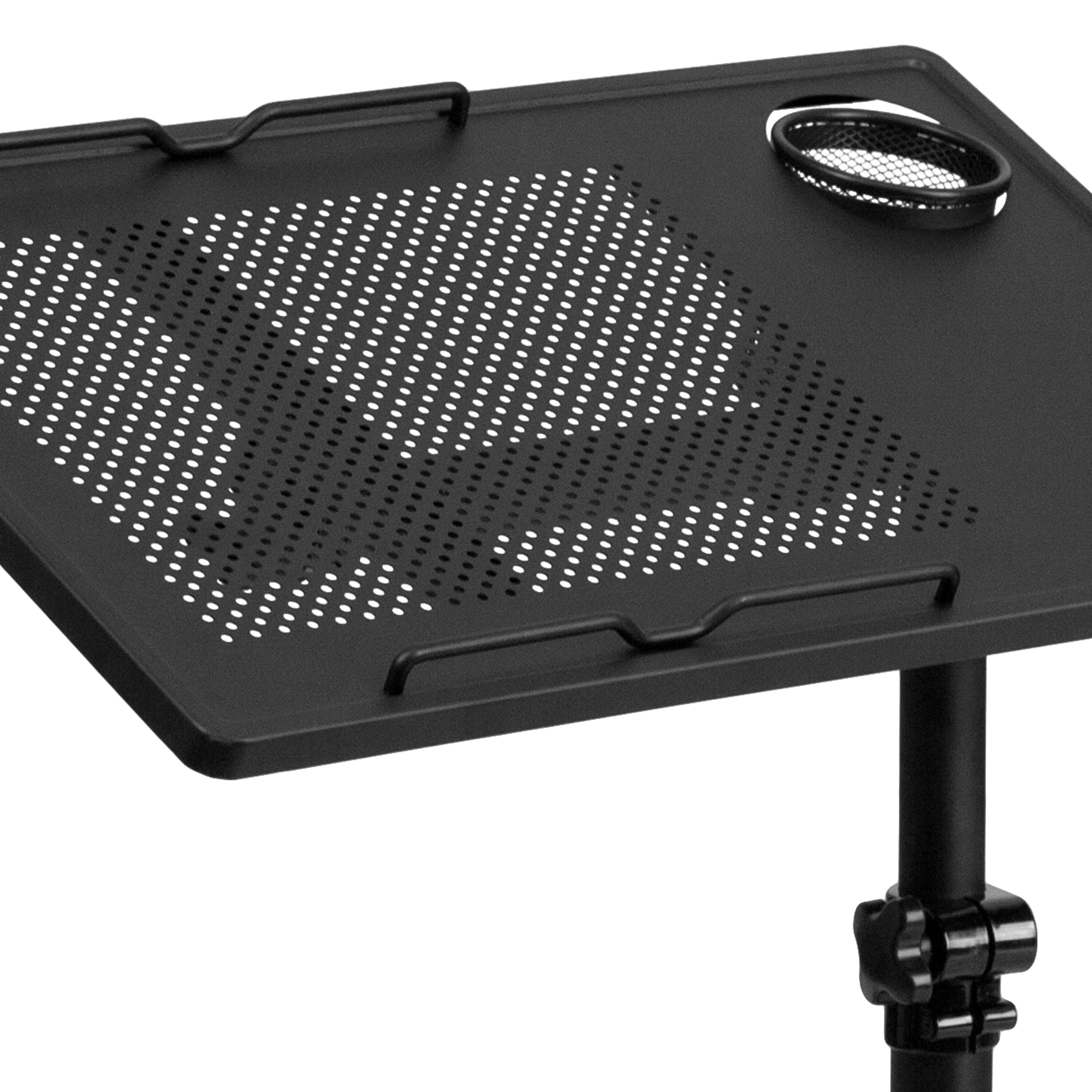 Alt View 7. Emma + Oliver - Adjustable Height Steel Mobile Computer Desk - Black.