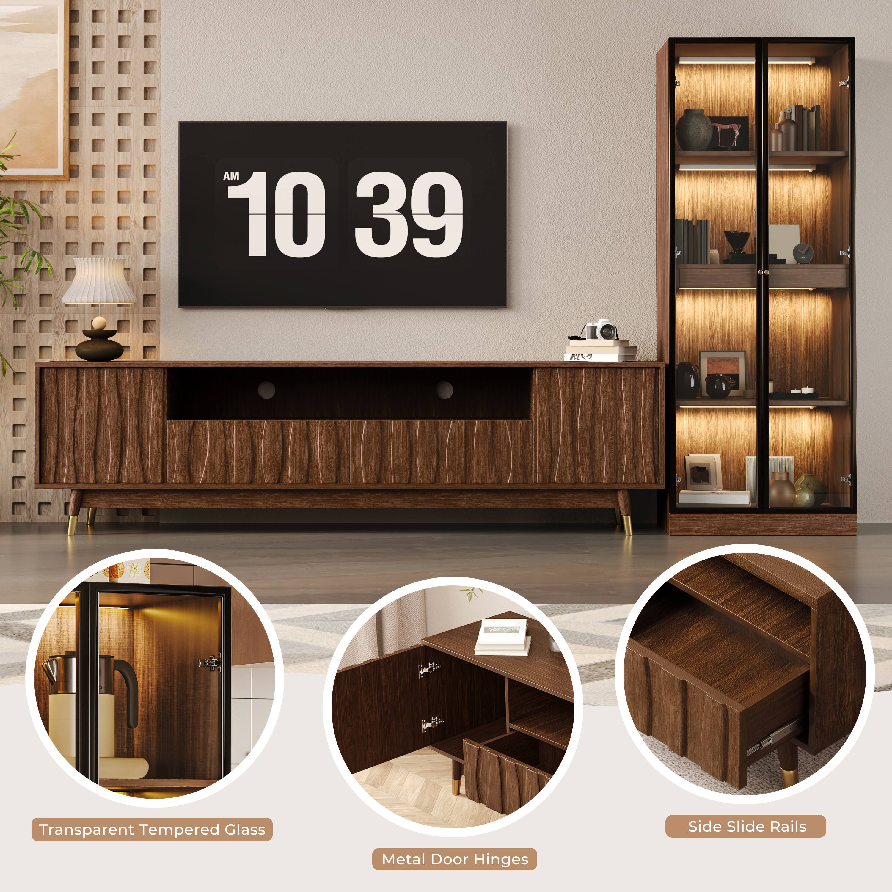 AM 10:39

Transparent Tempered Glass Side Slide Rails Metal Door Hinges