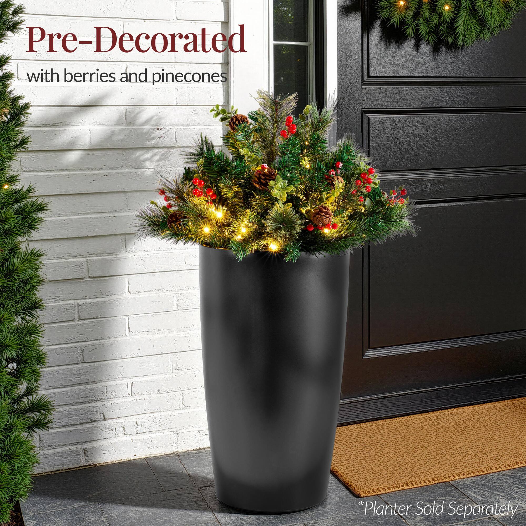 Pre-Decorated with berries and pinecones

*Planter Sold Separately