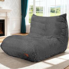 Fabibe - Bean Bag Chair,Giant Beanbag Chairs for Adults,Comfy Large Fireside Chair Lazy Sofa,Corduroy Bean Bag Lounger with Memor - Dark Grey Corduroy Single