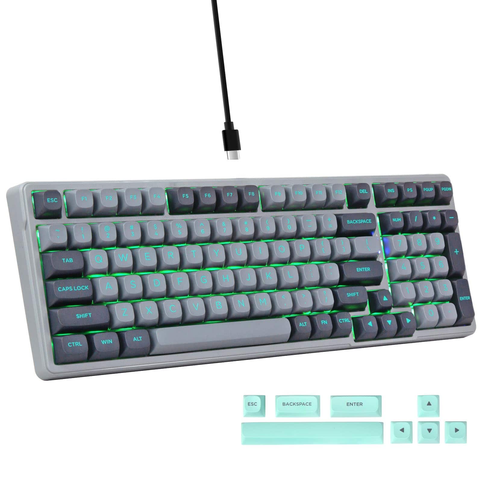 Cozy Serene - Wired Mechanical Gaming Creamy Sound Pre-lubed Linear Switches Gasket Structure With Dampening Foam Green Led Backlit - grey switch