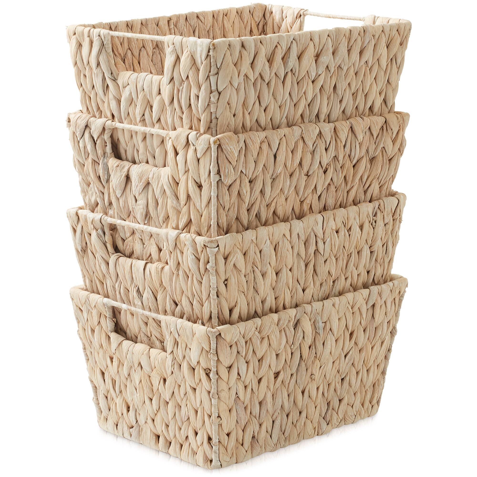 Alt View 1. Casafield - 4pk Hyacinth Seagrass Storage Baskets with Handles for Shelves - Whitewash - Hyacinth.