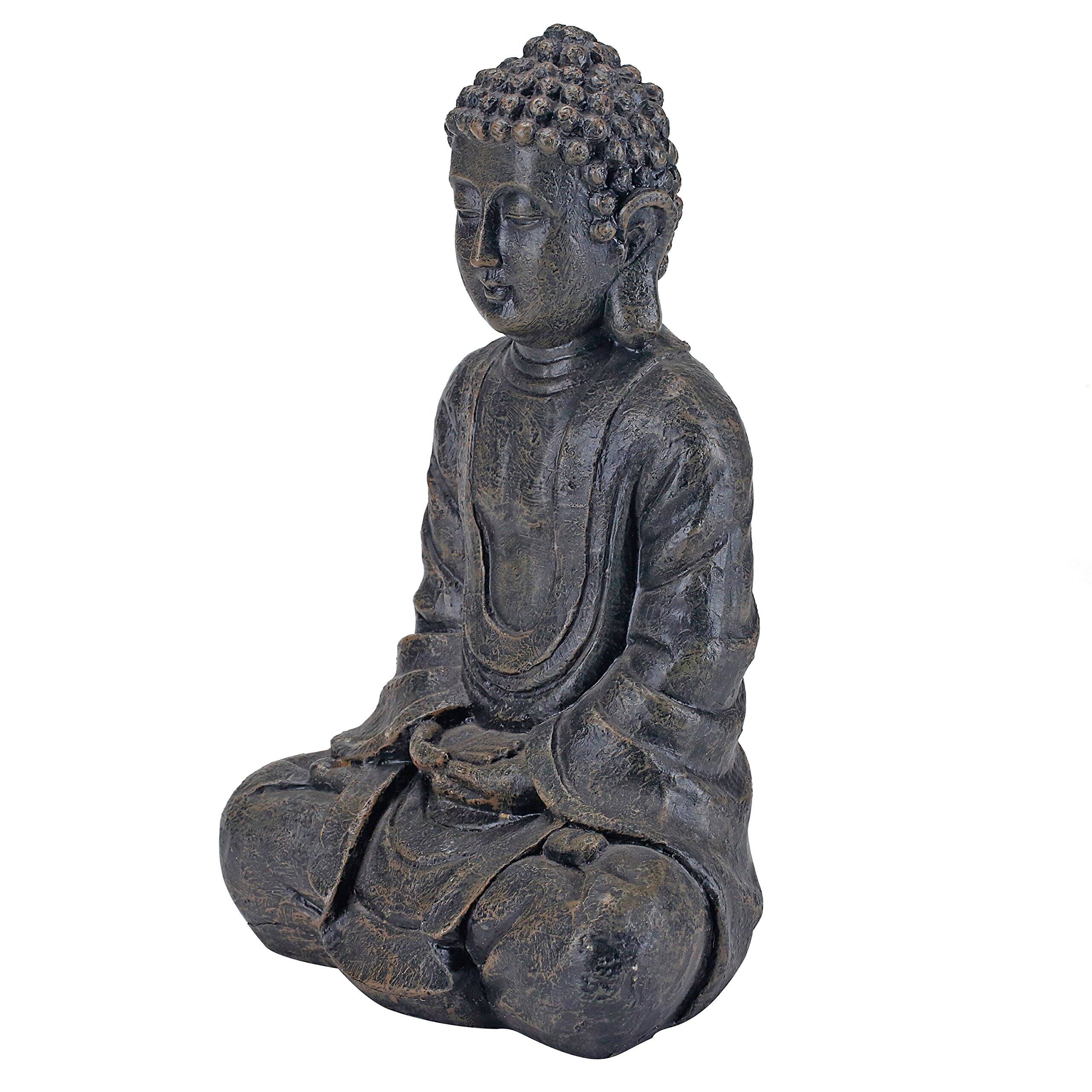 Alt View 3. Refined Abode Design - 11 Sitting Buddha Statue Gray Meditation Figurine For Zen Yoga Prayer Altar Garden Or Spiritual Home Decor.