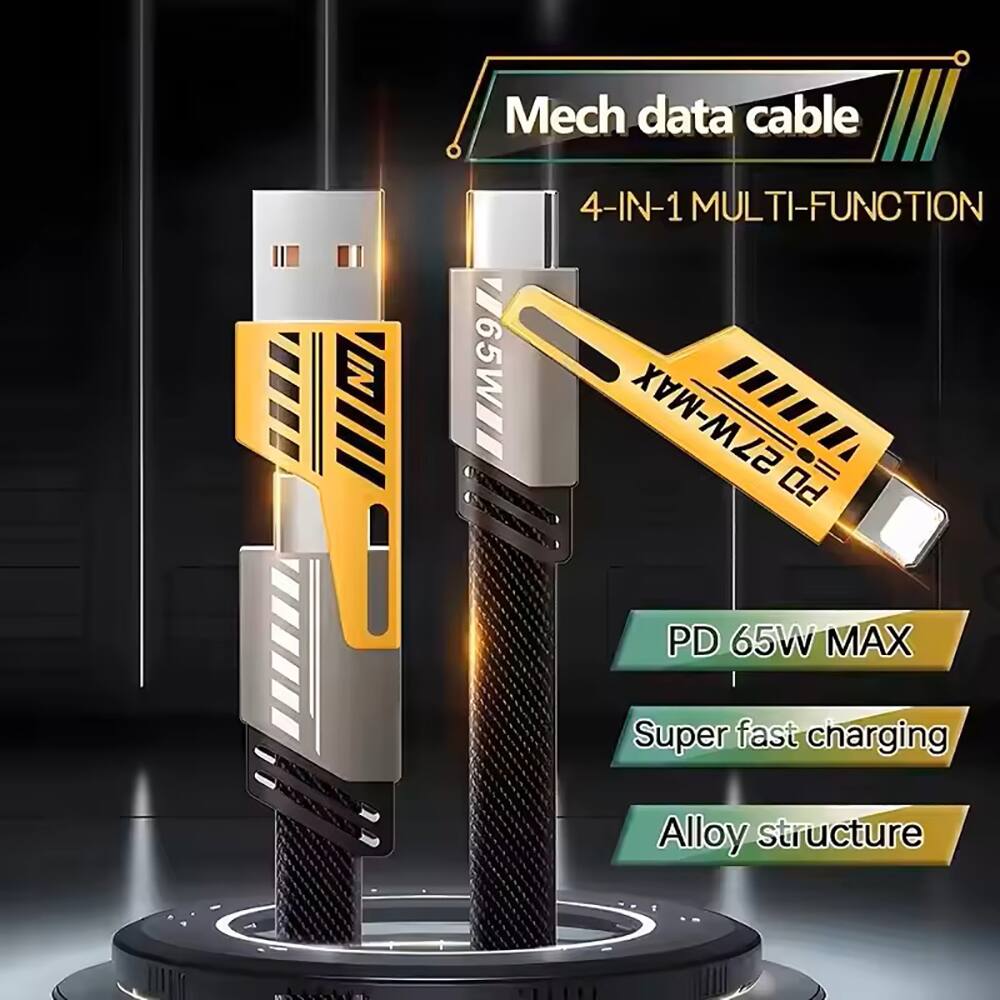 Mech data cable 4-IN-1 MULTI-FUNCTION  
PD 65W MAX  
Super fast charging  
Alloy structure