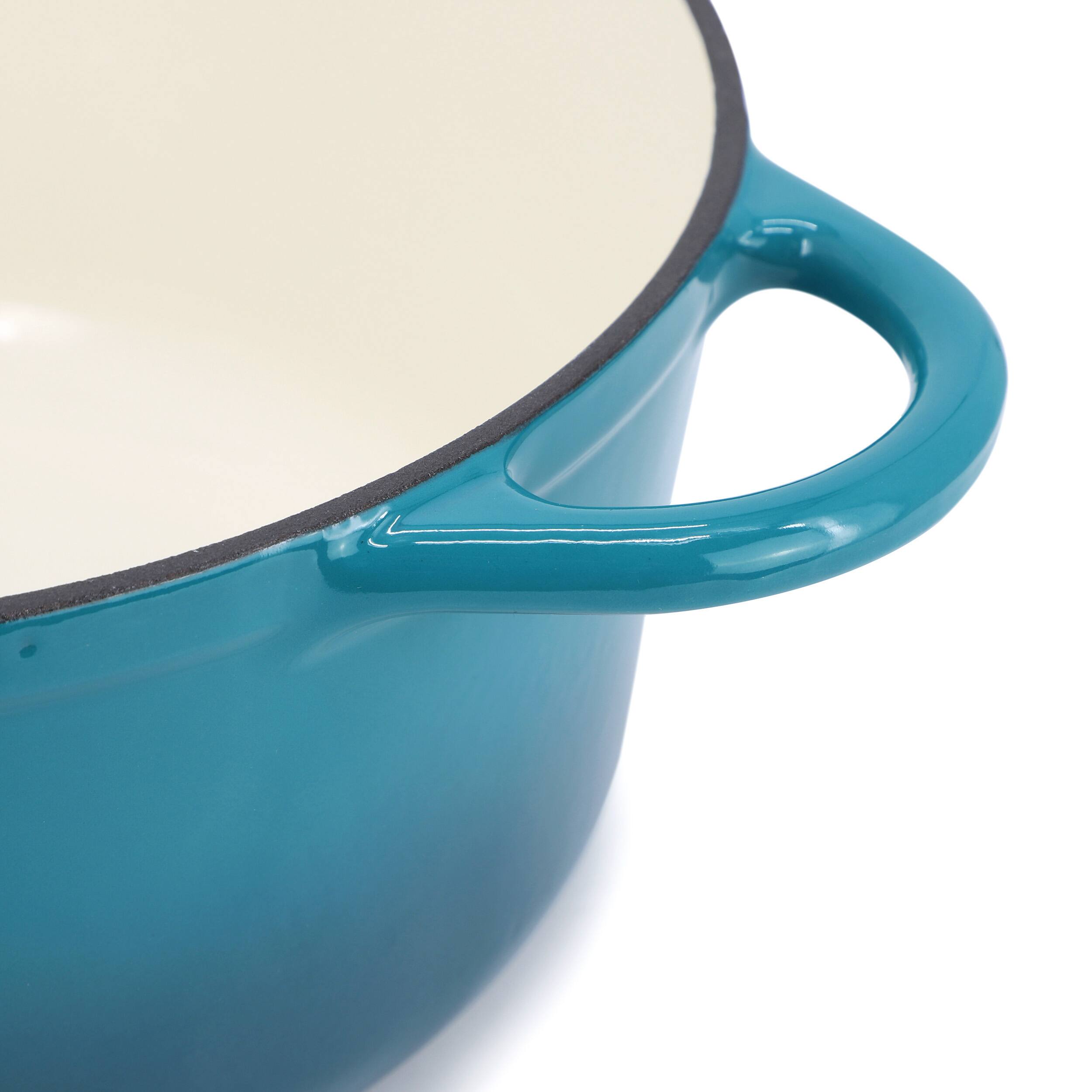 Alt View 4. MegaChef - MegaChef 6.35 Quart Round Enameled Cast Iron Dutch Oven with Self Basting Lid in Light Blue - Light Blue.